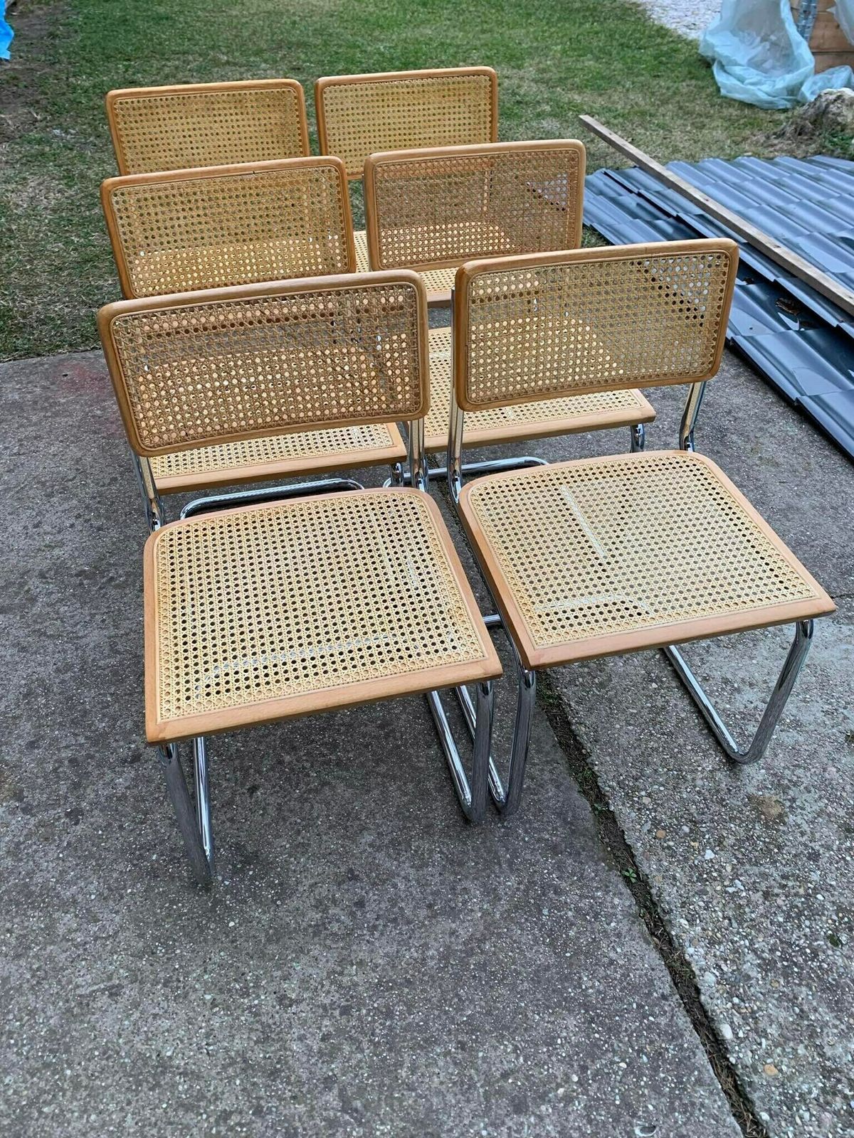 6 Mid Century Modern Italian Marcel Breuer B32 Cesca Chairs