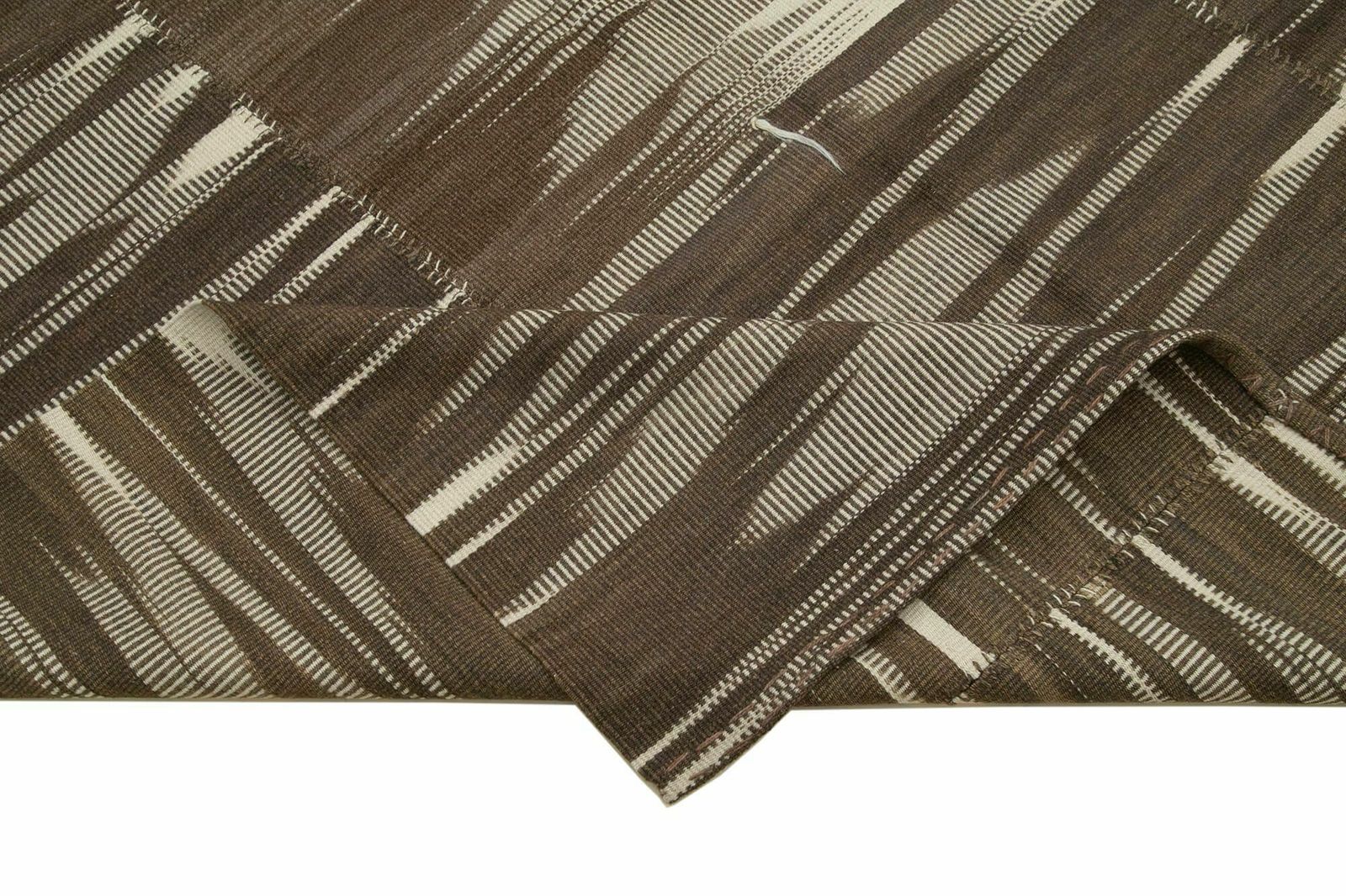 7x11 Brown Contemporary Kilim Rug photo vinterior