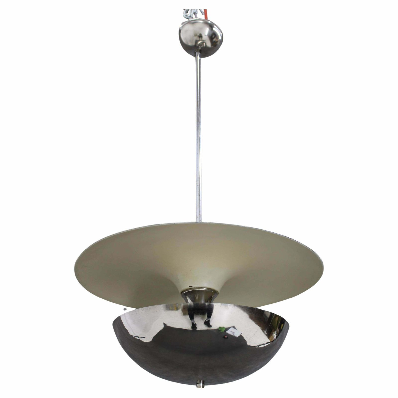 1930s Bauhaus Chrome Plated Chandelier By Anyz, Czechoslovakia