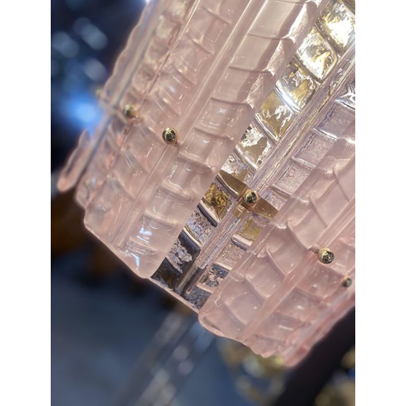 Lantern In Pink Transparent And Sanded Murano Glass In Barovier E Toso Style photo 8700.0