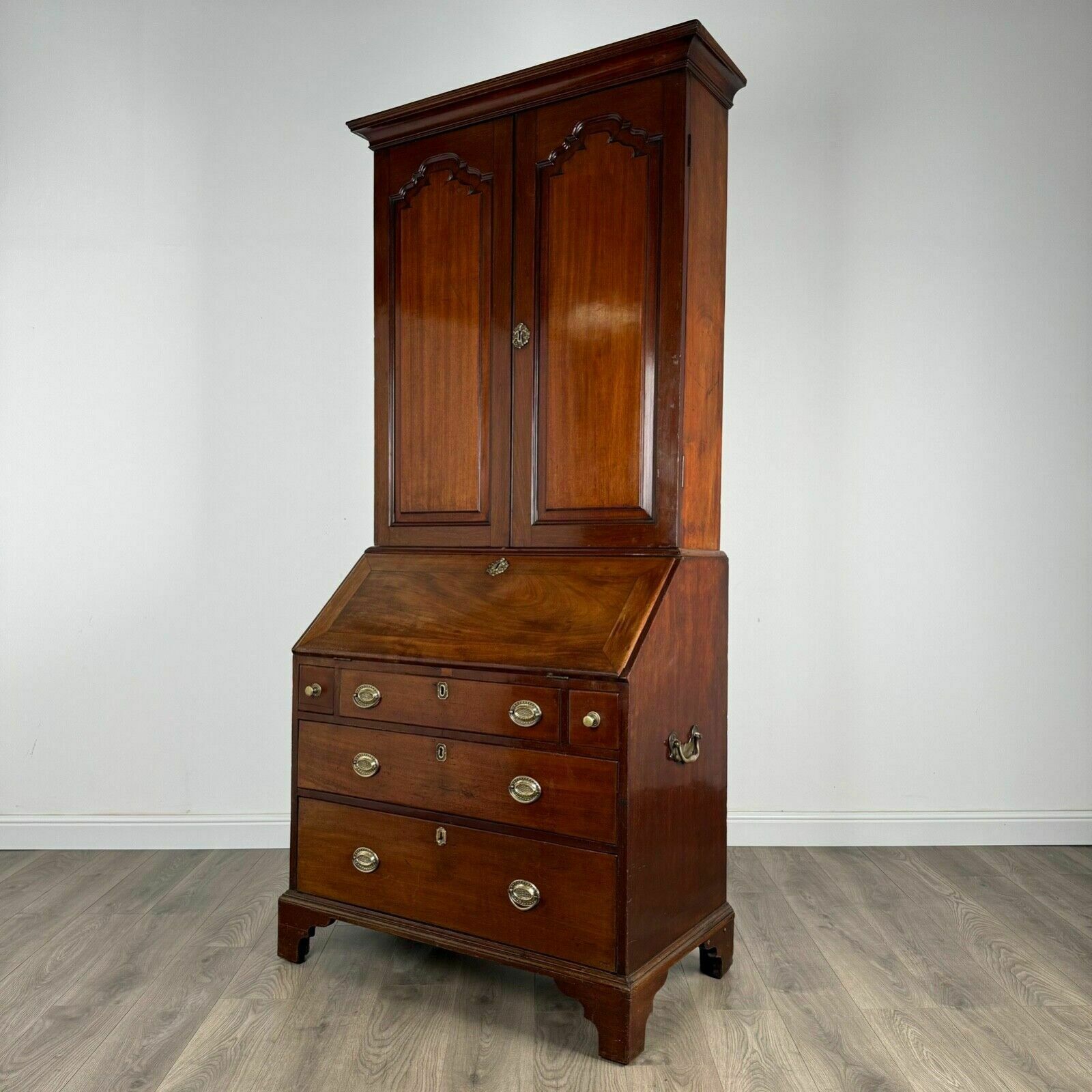 Antique 18th Century Fine Quality Bureau Bookcase In Mahogany photo Furniture