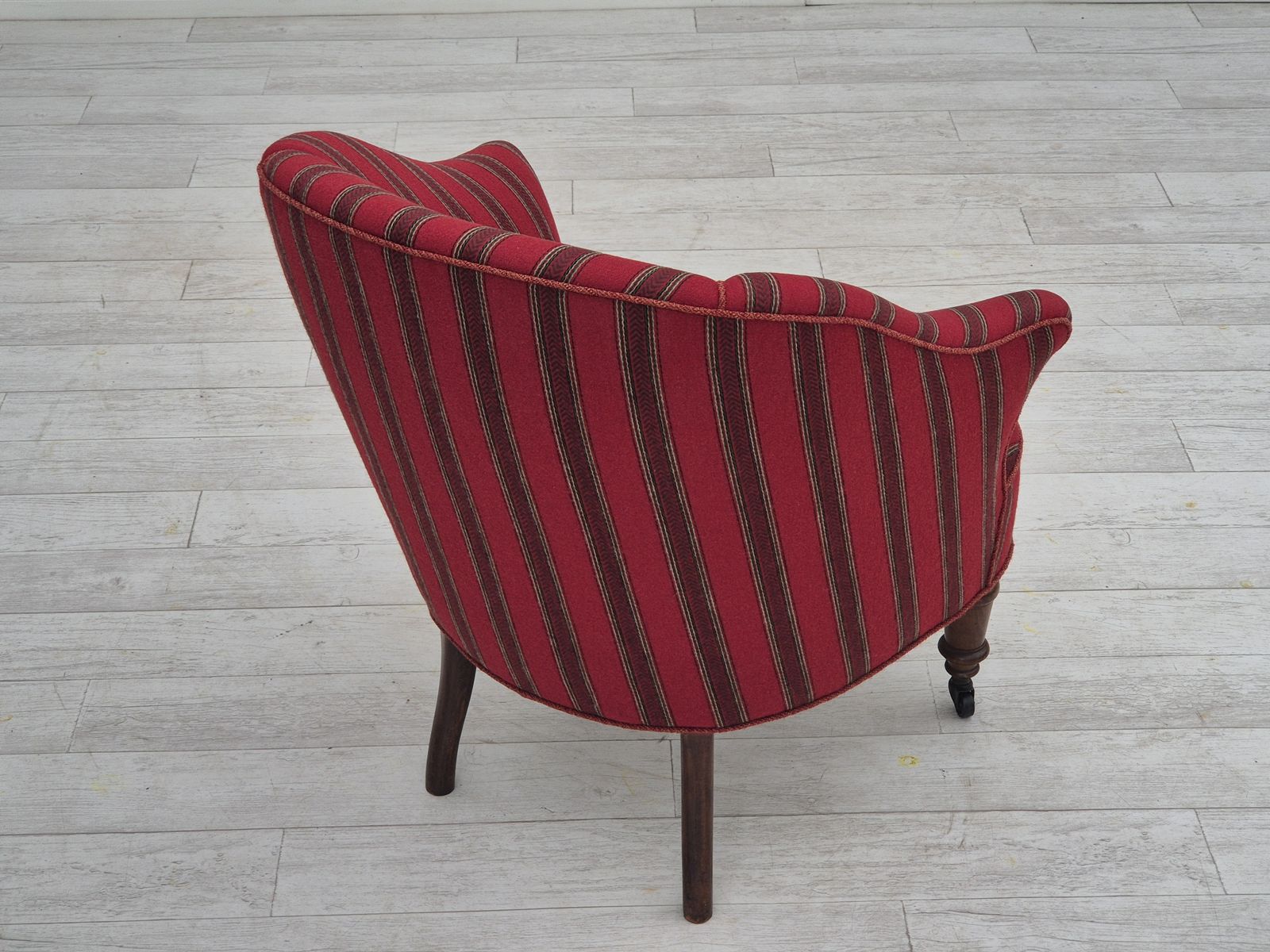 1200.0 1950s, Danish Lounge Chair, Original Condition, Red Furniture Wool. photo