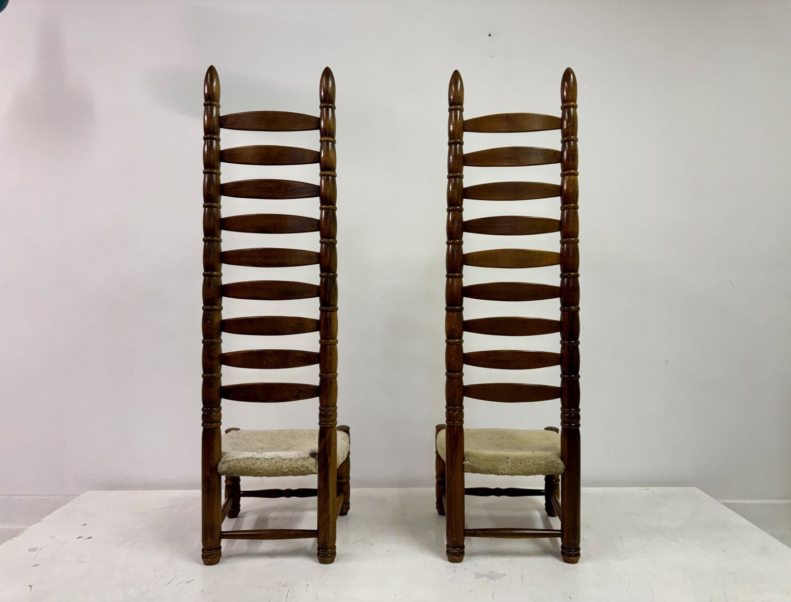 Pair Of 1960s Tall Ladderback Chairs photo vintage
