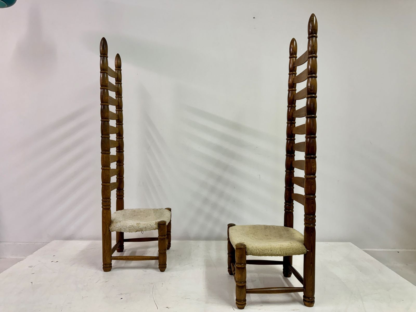 photo furniture Pair Of 1960s Tall Ladderback Chairs