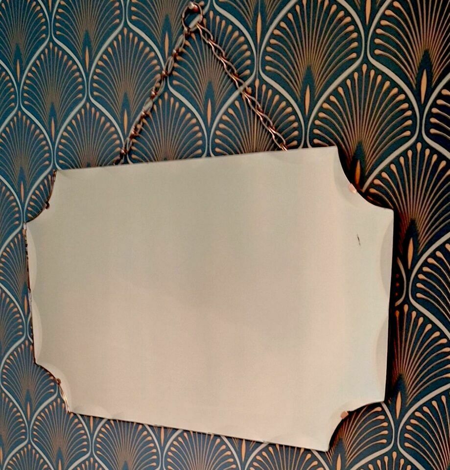 Art Deco Original Deep Bevelled Edge Frameless Wall Mirror photo 195.0