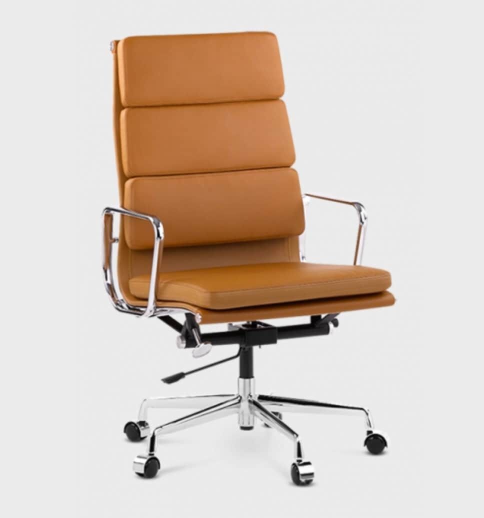 Mid Century Design Office Chair   Tan Or Burgundy Leather photo buy