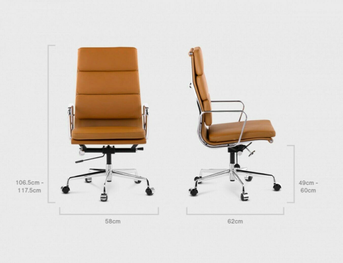photo for sale Mid Century Design Office Chair   Tan Or Burgundy Leather