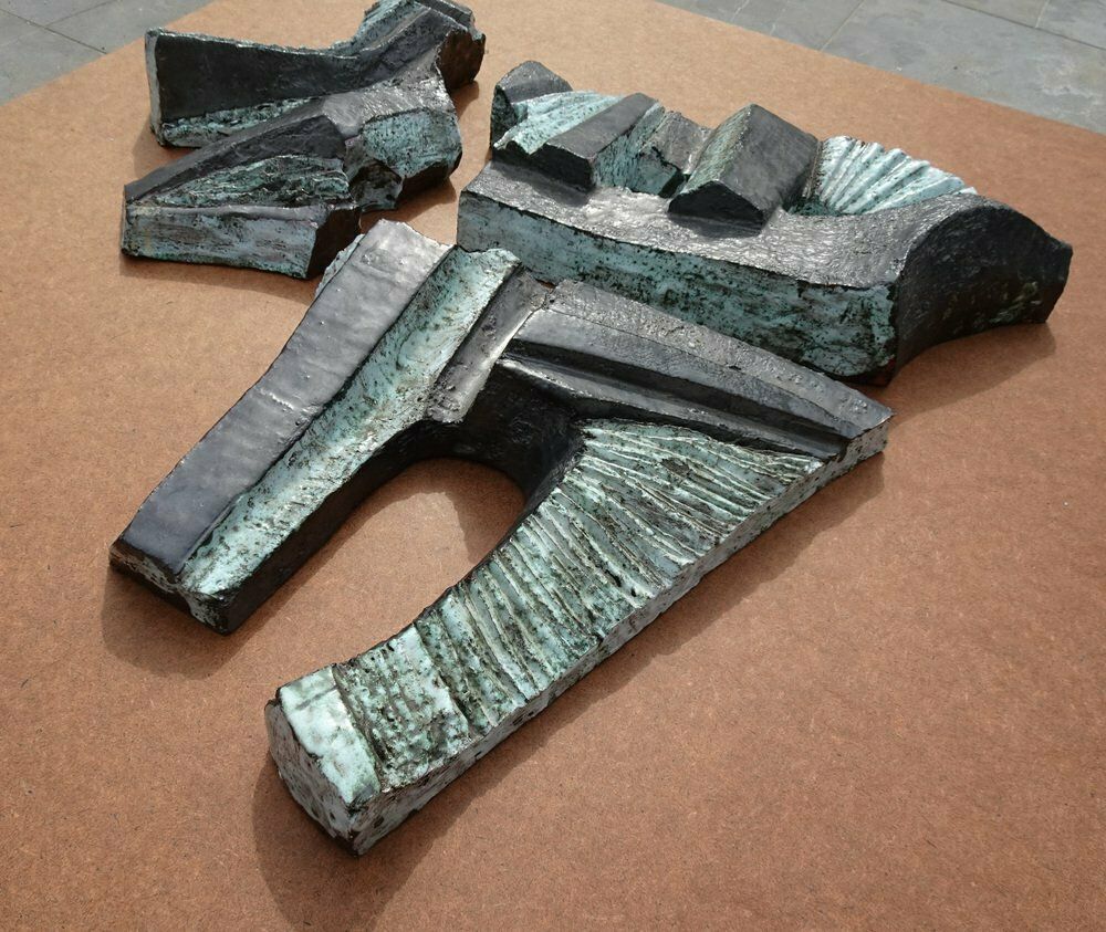 Large Belgian Brutalist Ceramic Wall Sculptures, 1960s, Set Of 3 photo for sale