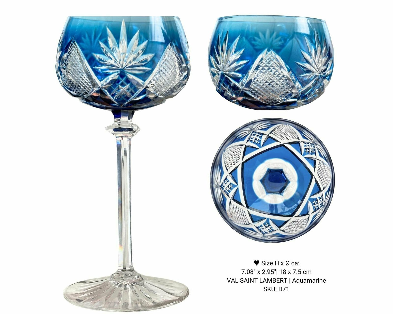 Val Saint Lambert Berncastel | 6 Stuks | Aquamarijn, Petrol, Kings Blue photo furniture