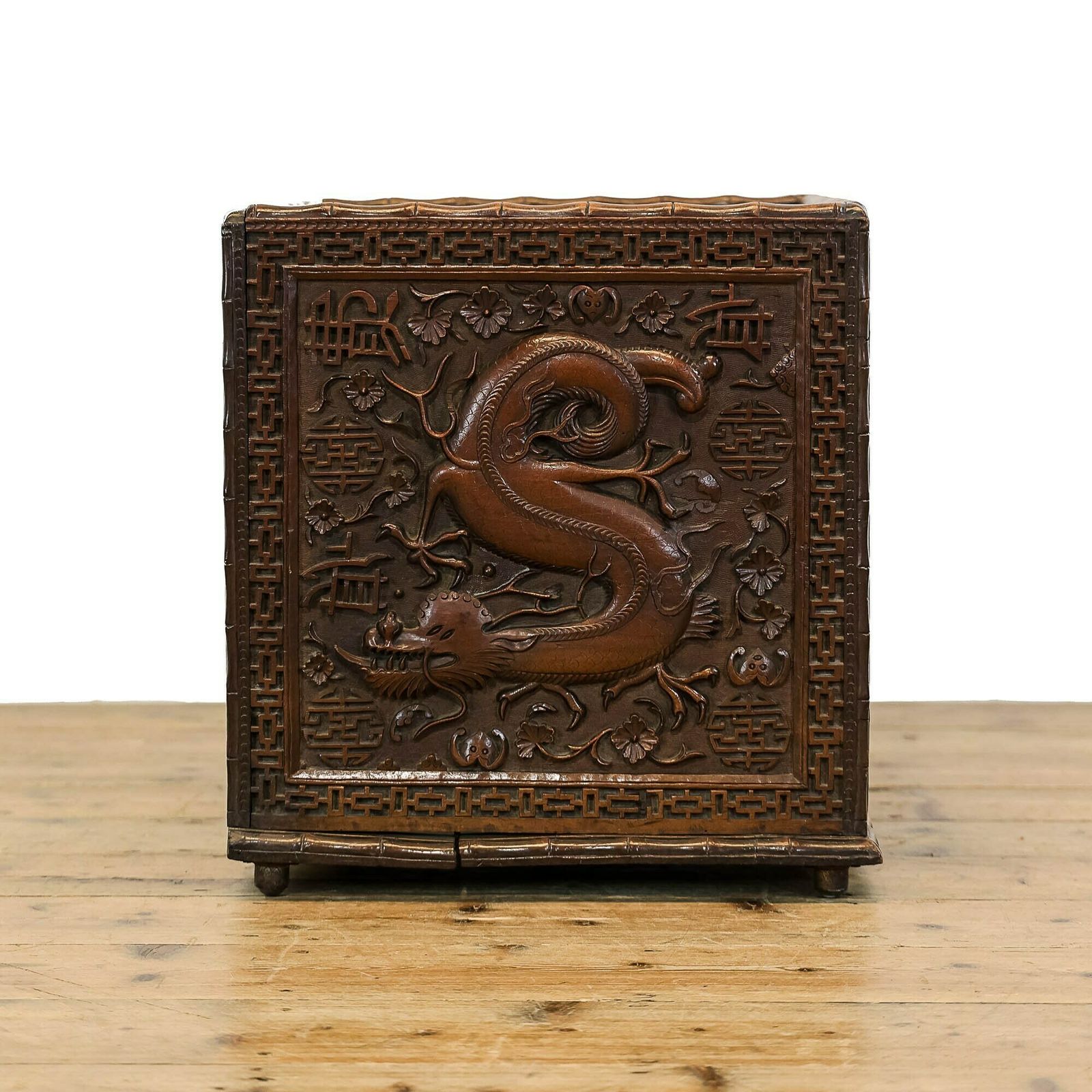 Antique Oriental Carved Box | Oriental Chest | Antique Storage | Antique Furniture | Antique Blanket Box (M 5345) photo Furniture