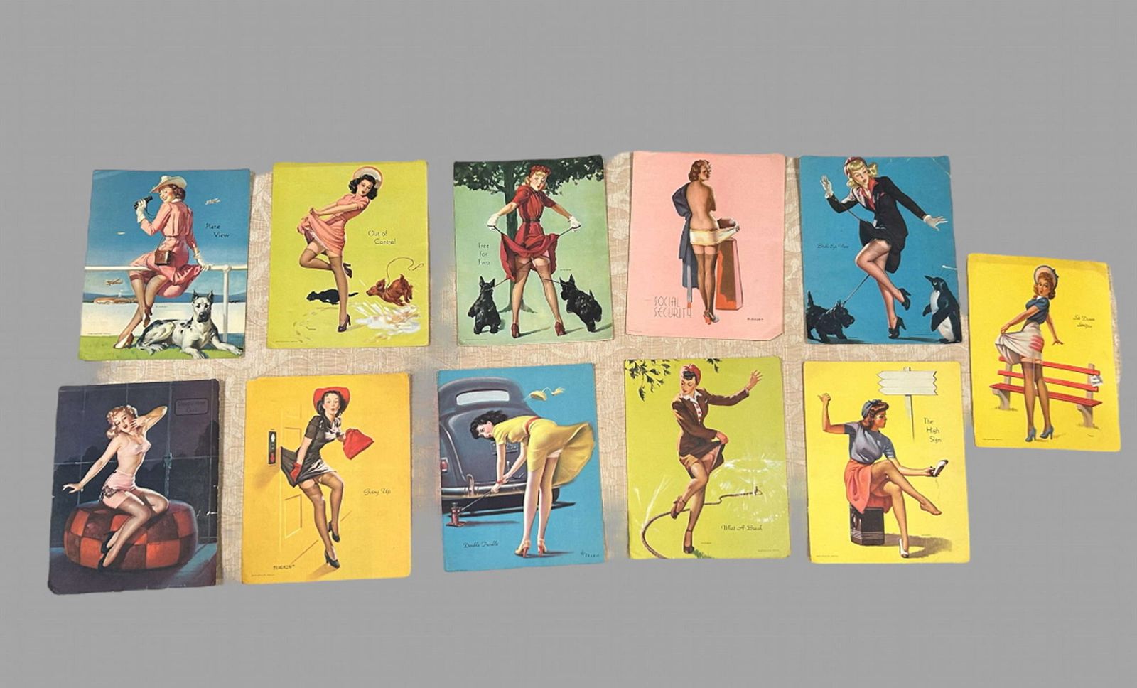 A Set Of  12  Colour 1960's Pin Ups, 1960s