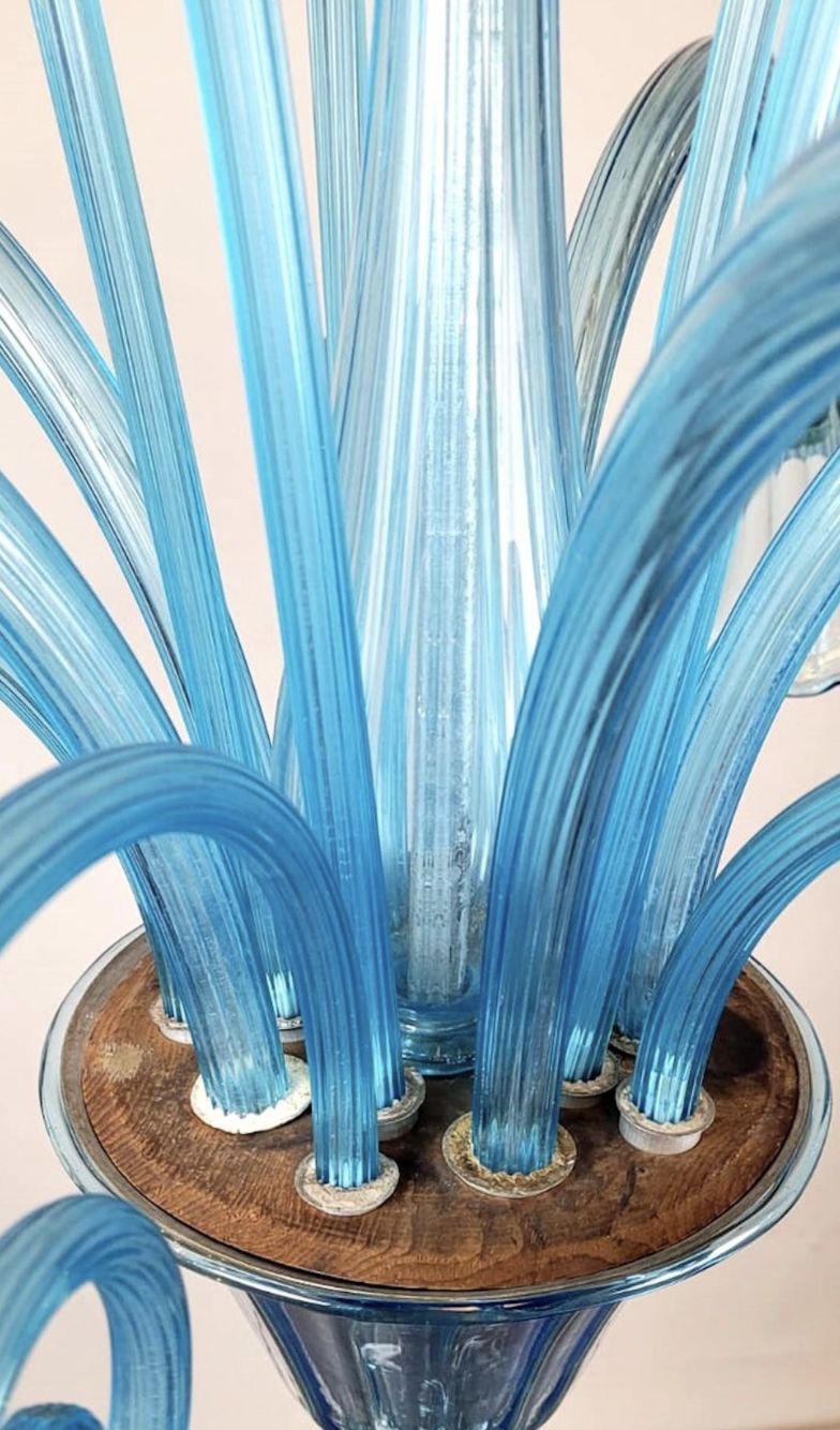 Murano Blue Glass Chandelier – 5 Arms Of Light, 1940s photo furniture