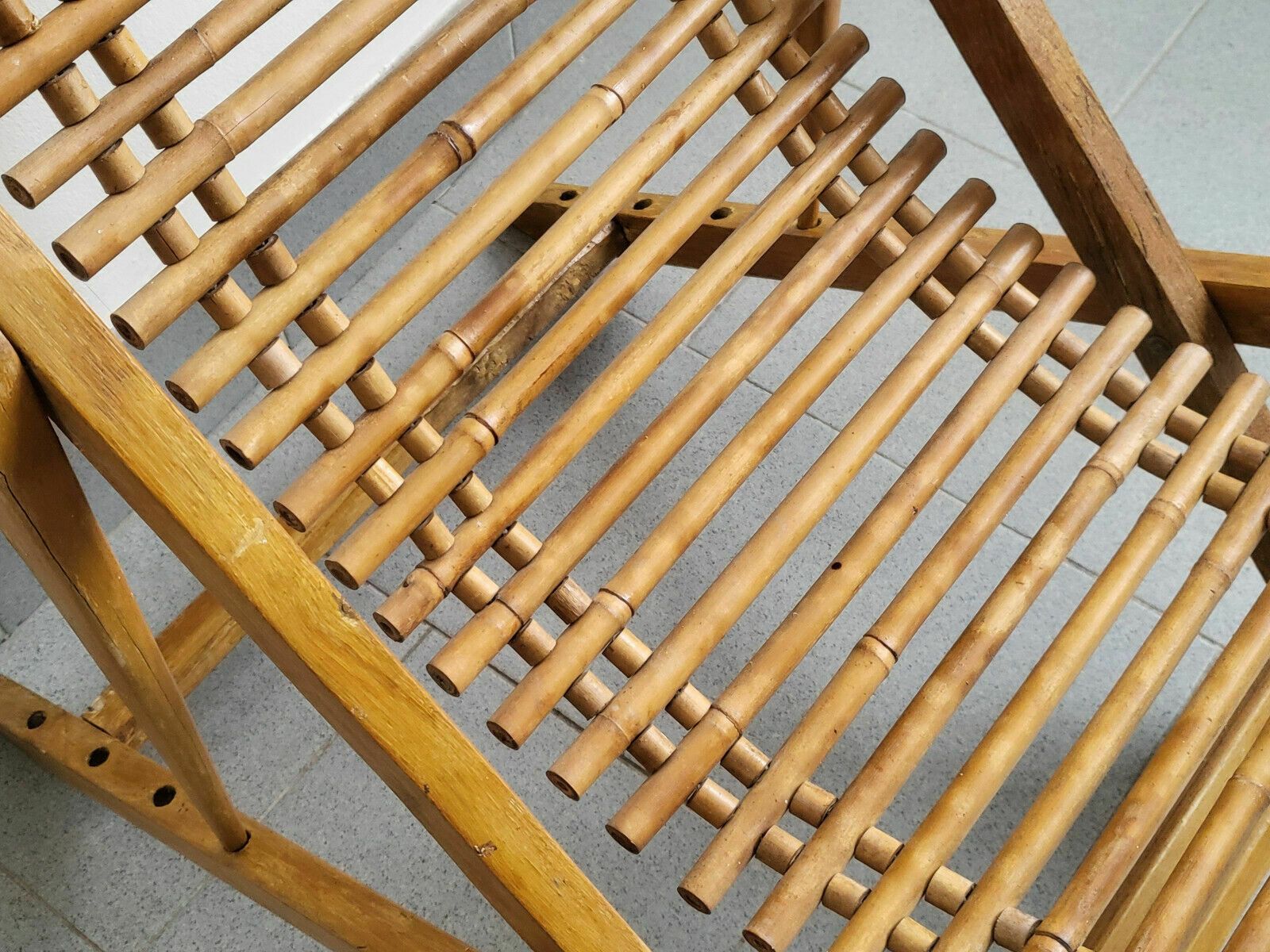 Chilian Folding Chair Children's Transat Vintage 1950 Bamboo & Beech 50s photo Furniture