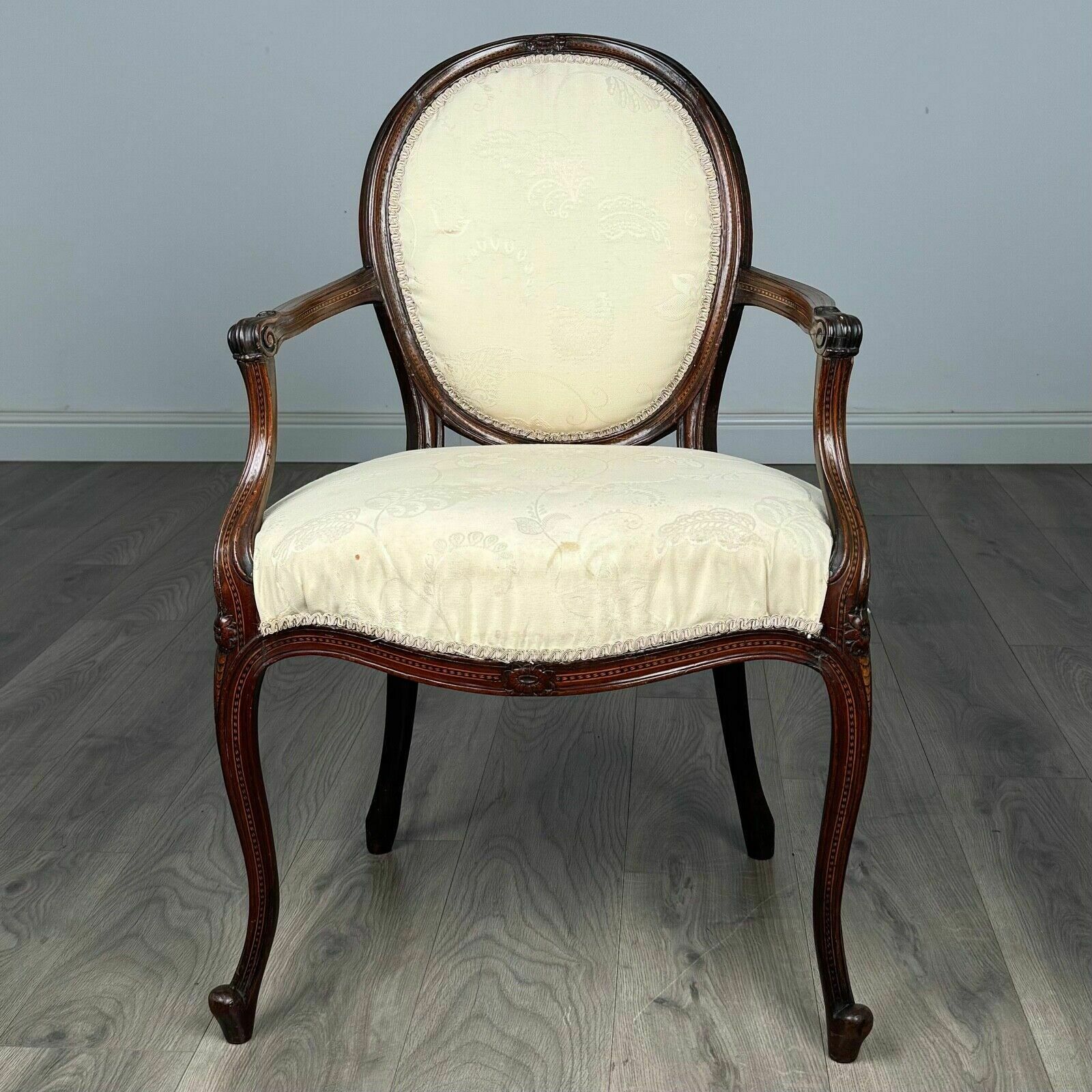 Antique 18th Century Hepplewhite Open Armchair In Mahogany photo vintage