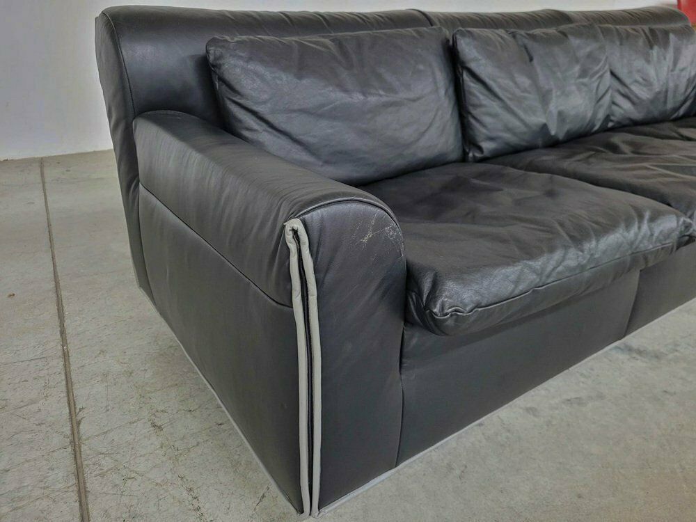 Heli 3 Seater Leather Sofa By Otto Zapf For Knoll, 1980s photo vintage