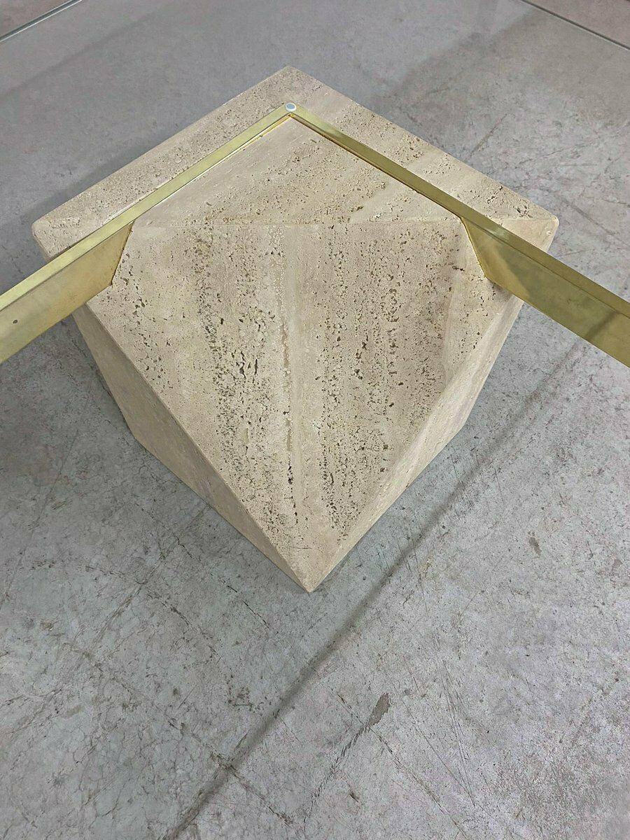 Italian Travertine Coffee Table From Artedi, 1970s photo for sale