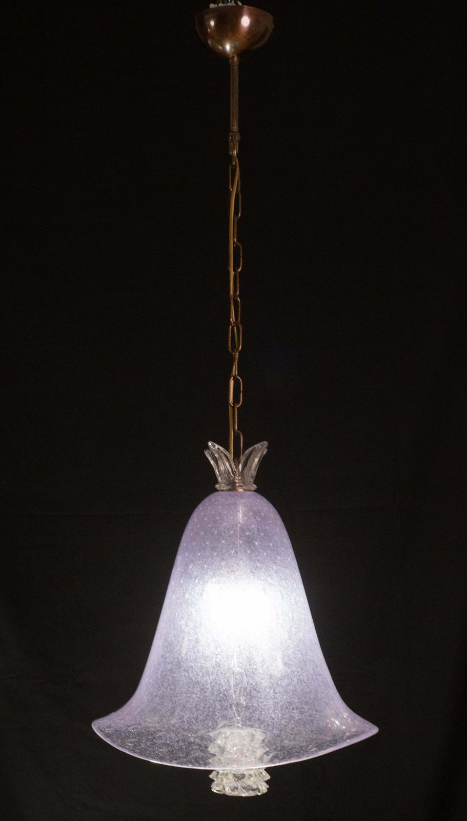photo for sale Elegant Barovier E Toso Lantern In Bubble Glass With A Rostrato Glass Element