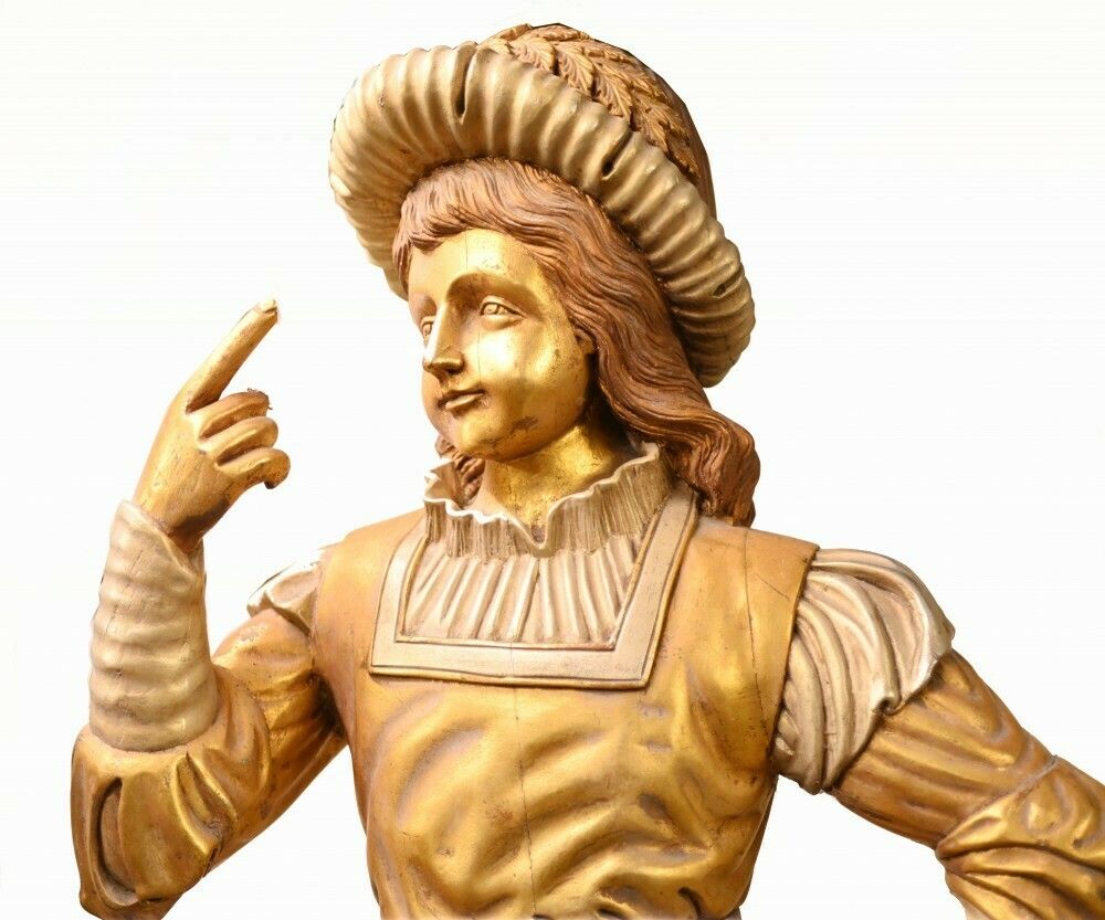 photo vintage Pair Giant Italian Renaissance Page Boy Statues Medieval Fayre