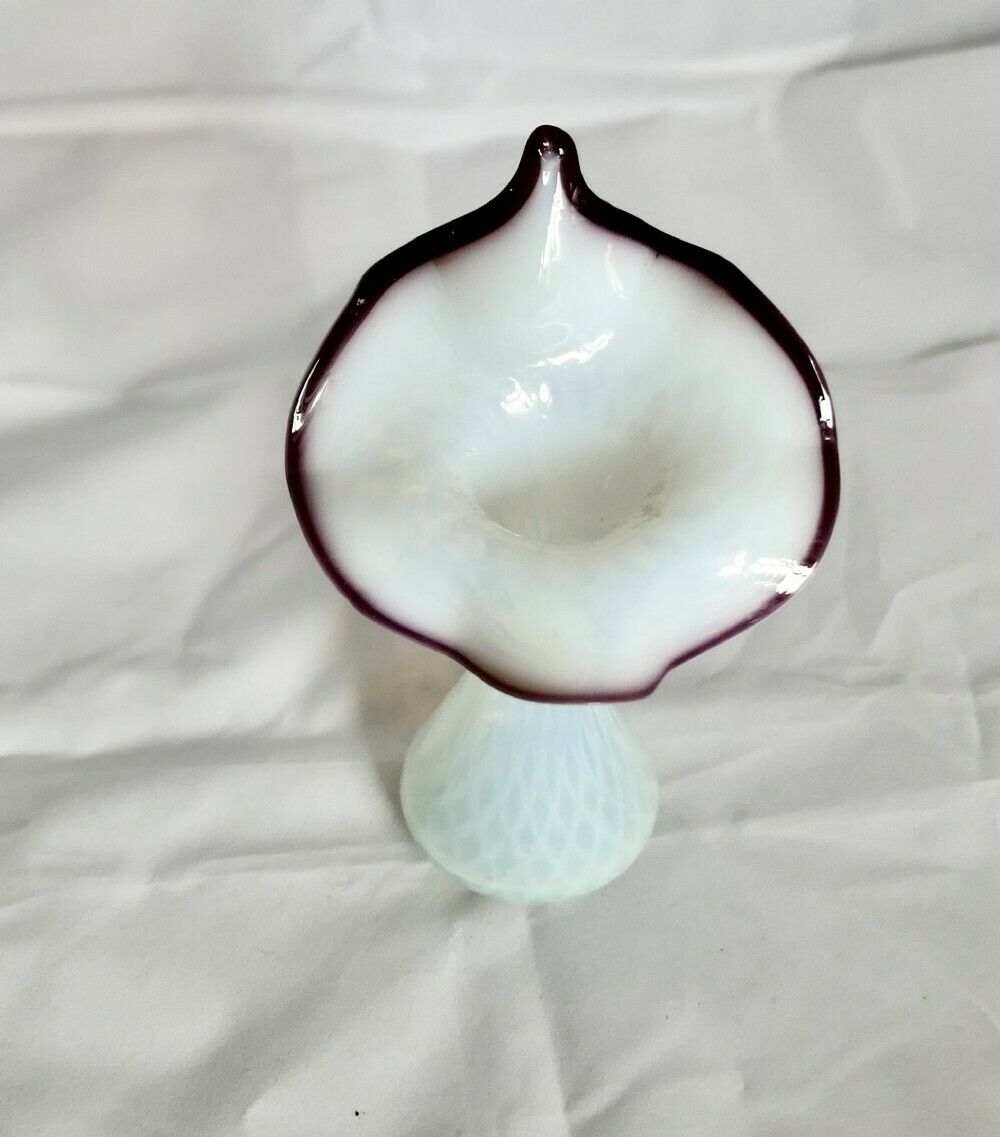 Hand Blown Victorian Semi Opalescent Jack In The Pulpit Vase photo for sale