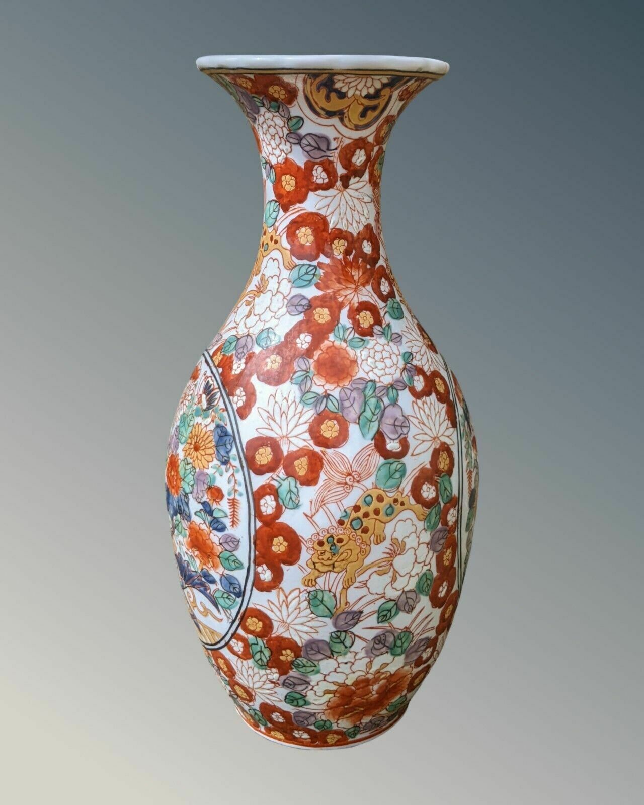 Antique Japanese Porcelain Vase Hand Enamelled photo furniture