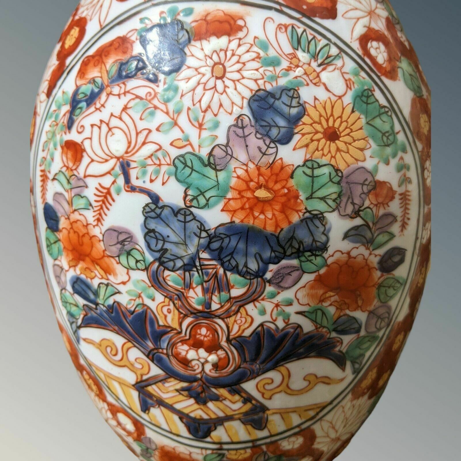 Antique Japanese Porcelain Vase Hand Enamelled photo for sale