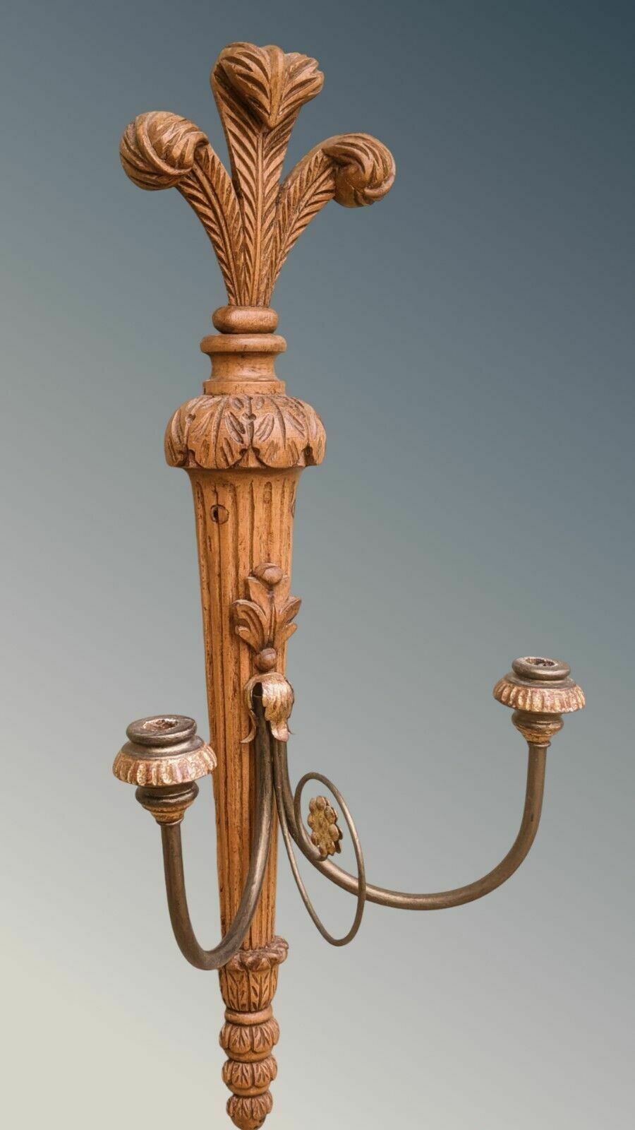 Antique Candelabra Wall Sconce Lime Wood Gilt photo furniture
