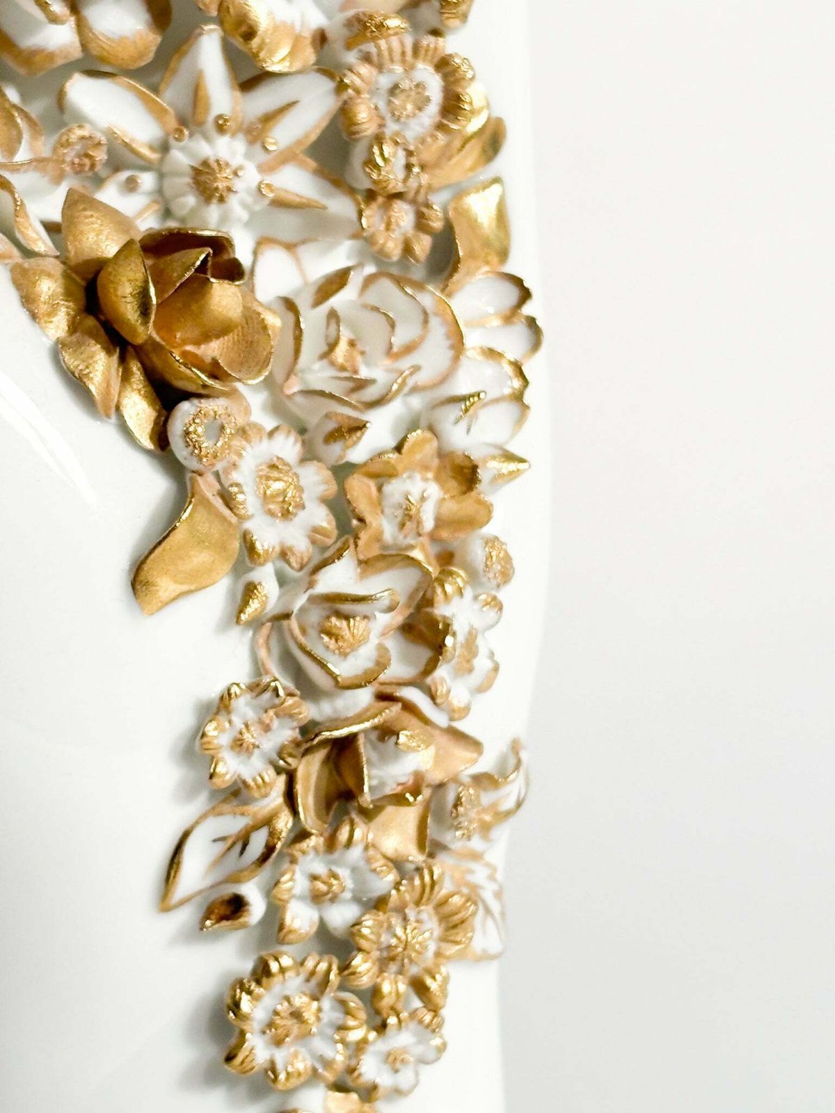 White And Gold Flowered Hand Art By Gio Ponti For Richard Ginori 1980s photo vintage