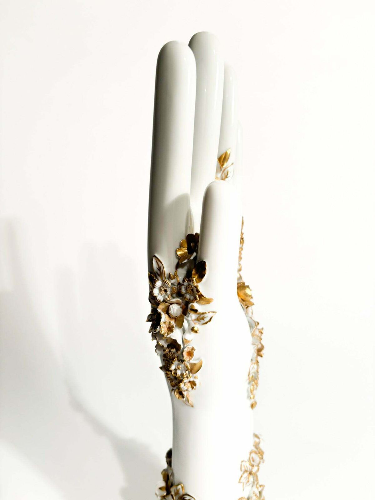 photo furniture White And Gold Flowered Hand Art By Gio Ponti For Richard Ginori 1980s