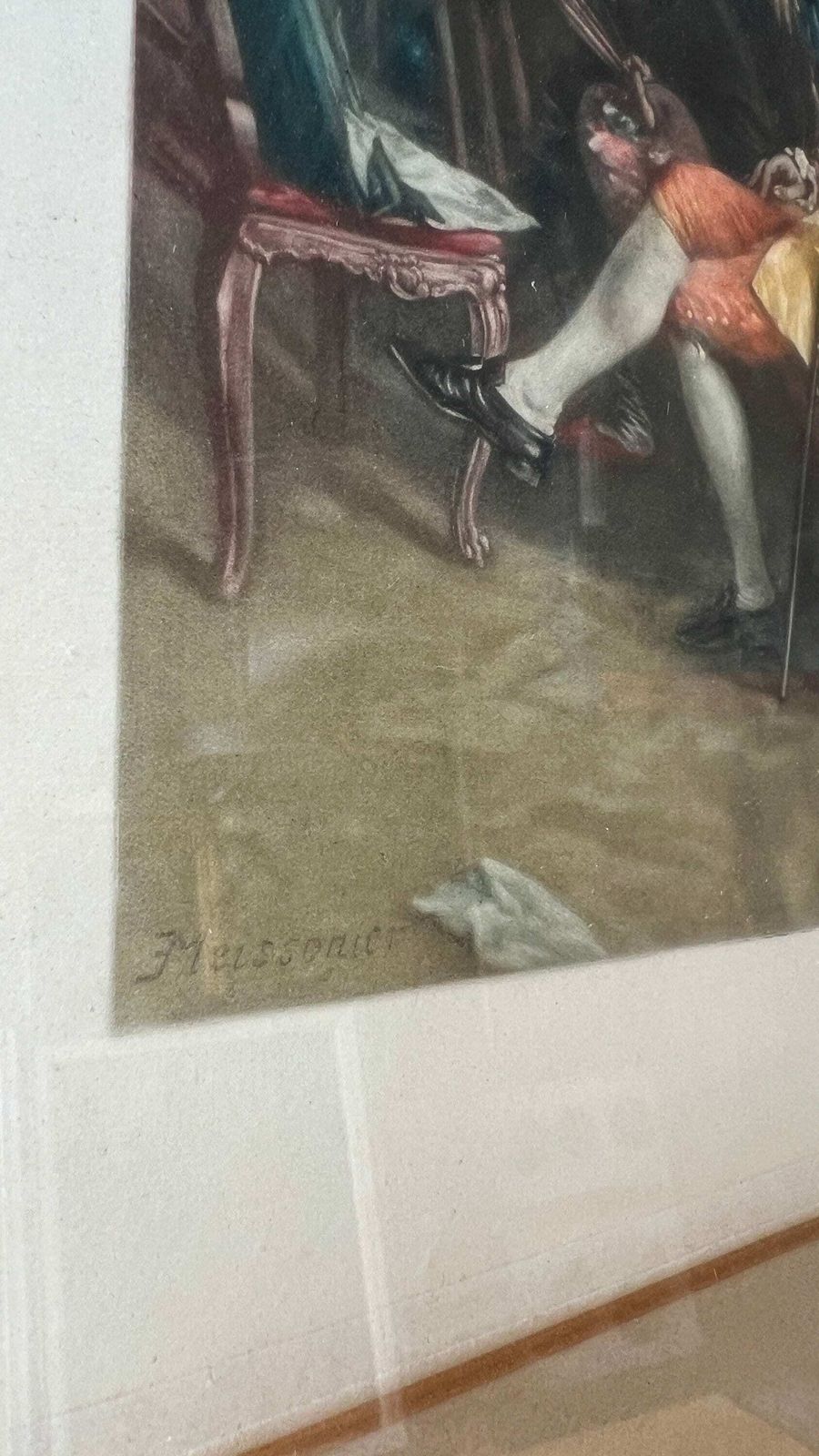 1922 Antoine Gaymard After Meissonier Antique Lithograph Picture “The Artist's Studio” Framed And Signed With Pencil photo buy