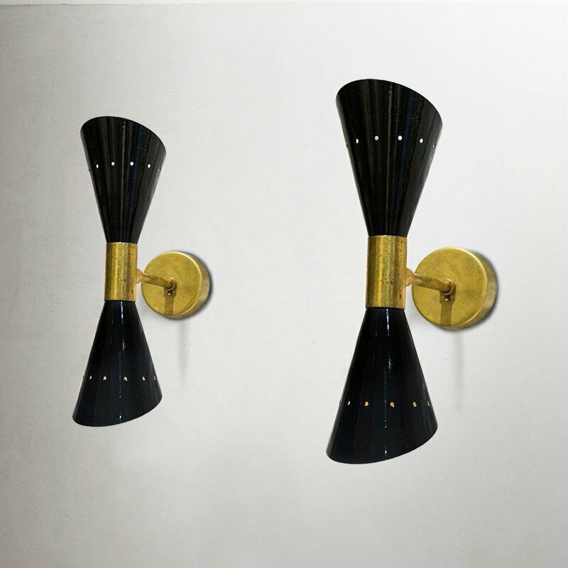 Italian Brass And Aluminum Wall Sconces, 1950s, Set Of 2 photo furniture