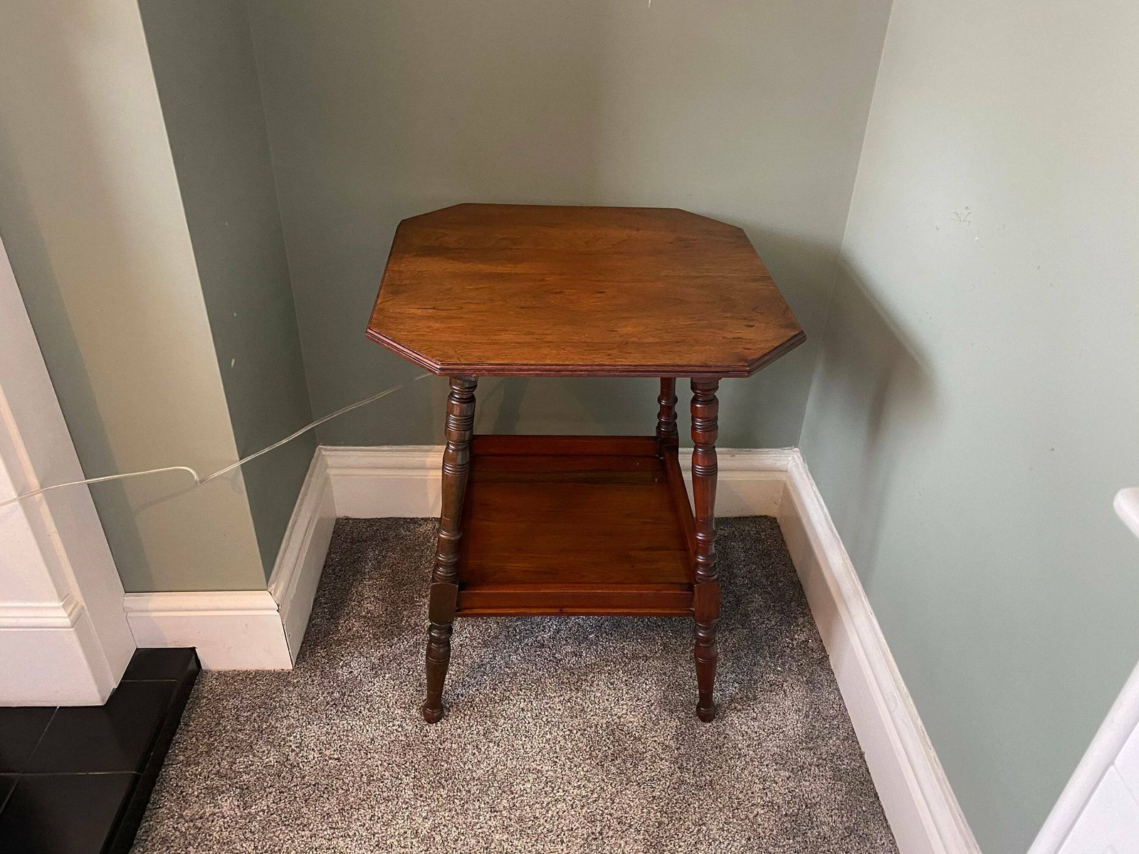 Antique Edwardian Two Tier Oak Side Table Lamp Table Vintage Console Table
