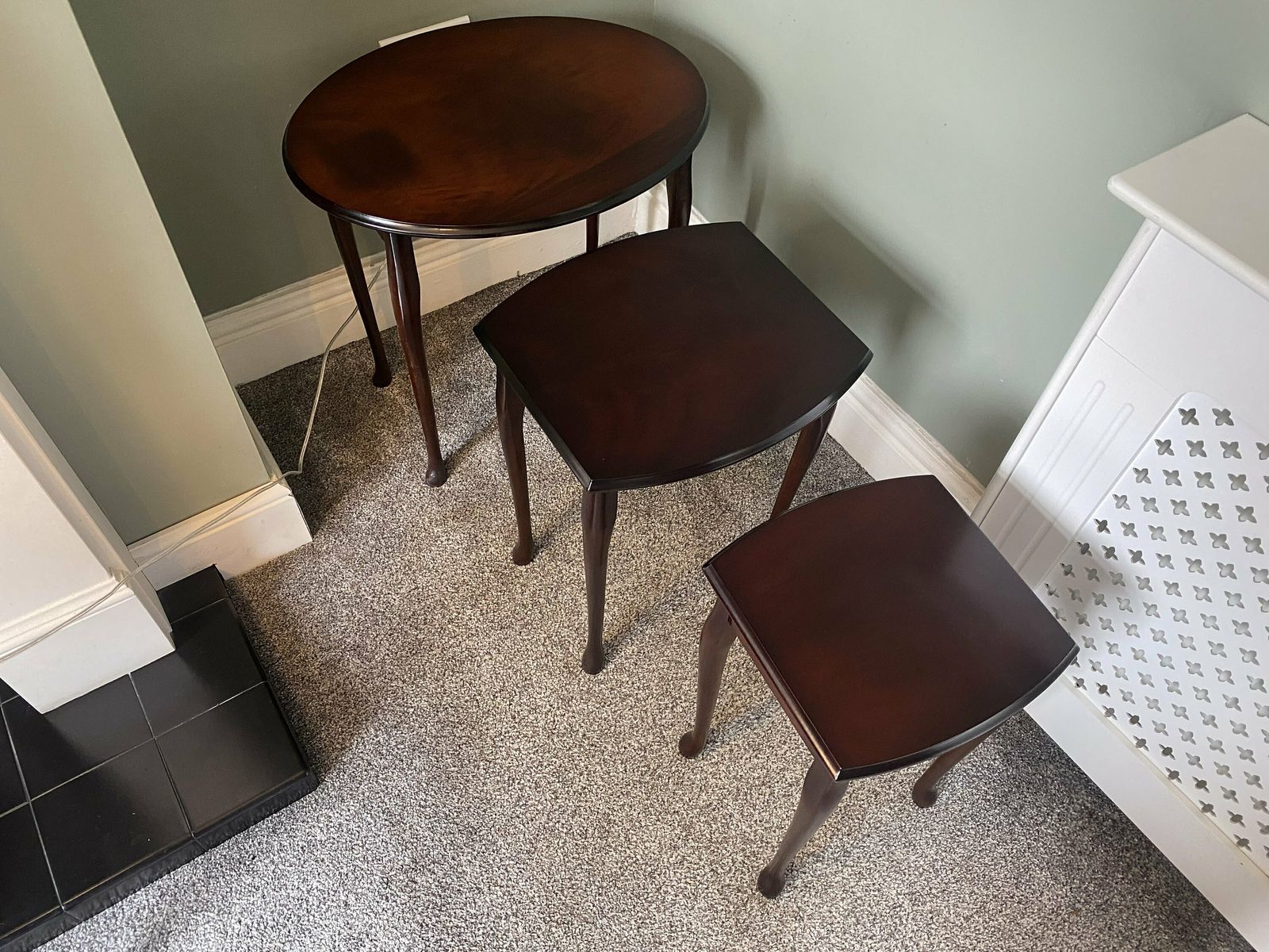 Antique Vintage Nest Of Tables With A Bow Front, Plant Stand, Side Table, Coffee Table, Occasional Table photo for sale