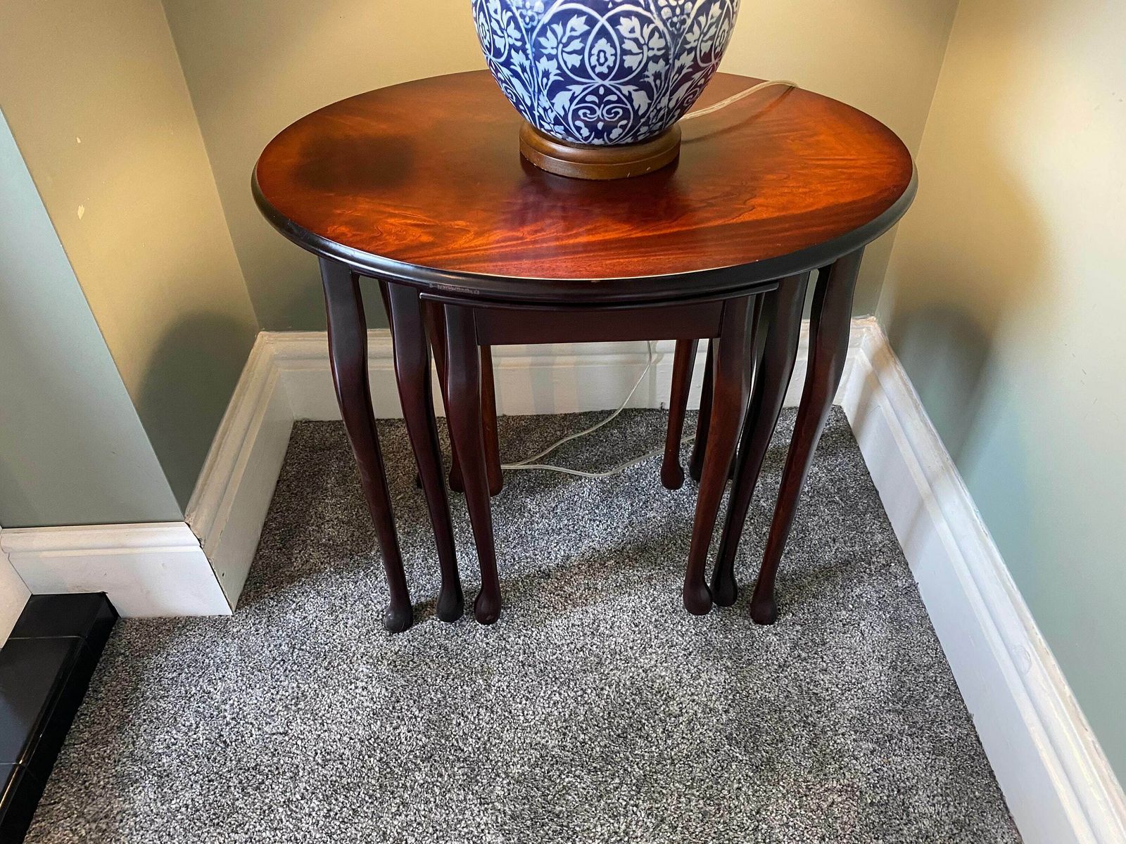Antique Vintage Nest Of Tables With A Bow Front, Plant Stand, Side Table, Coffee Table, Occasional Table photo vinterior