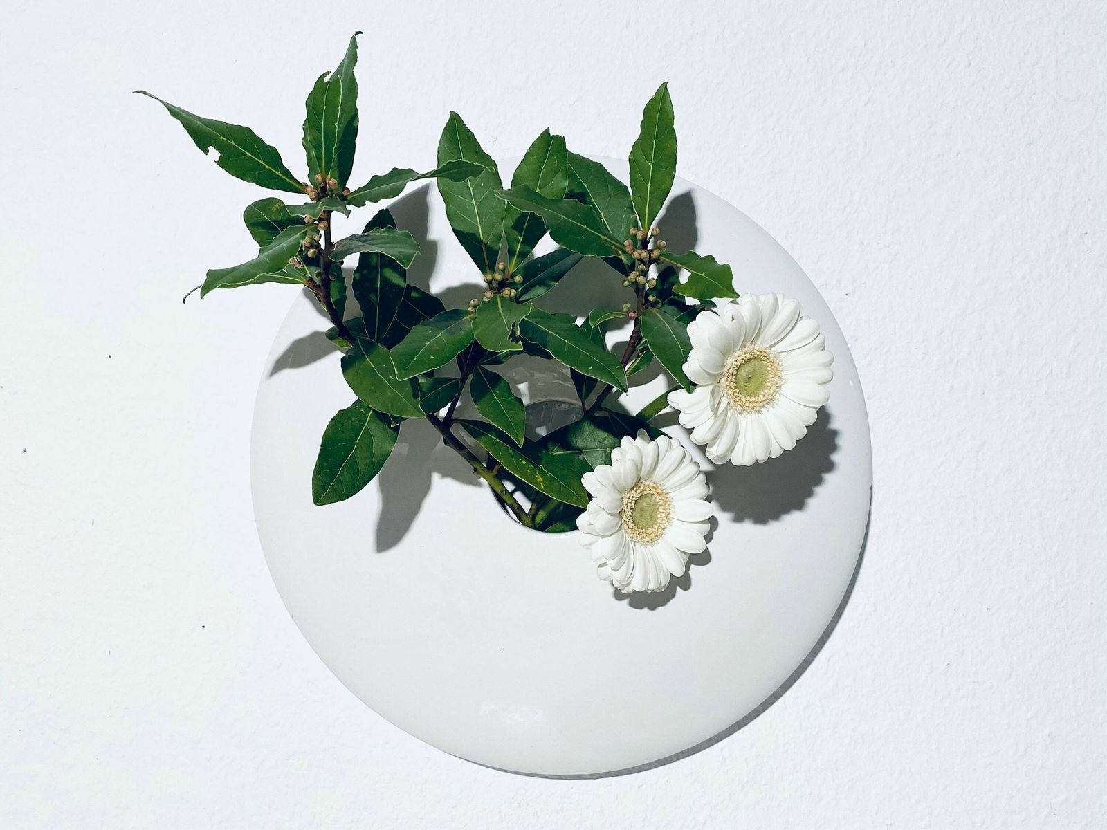 Extravagant Round Design White Ceramic Wall Vase / Vintage Elegant Decor