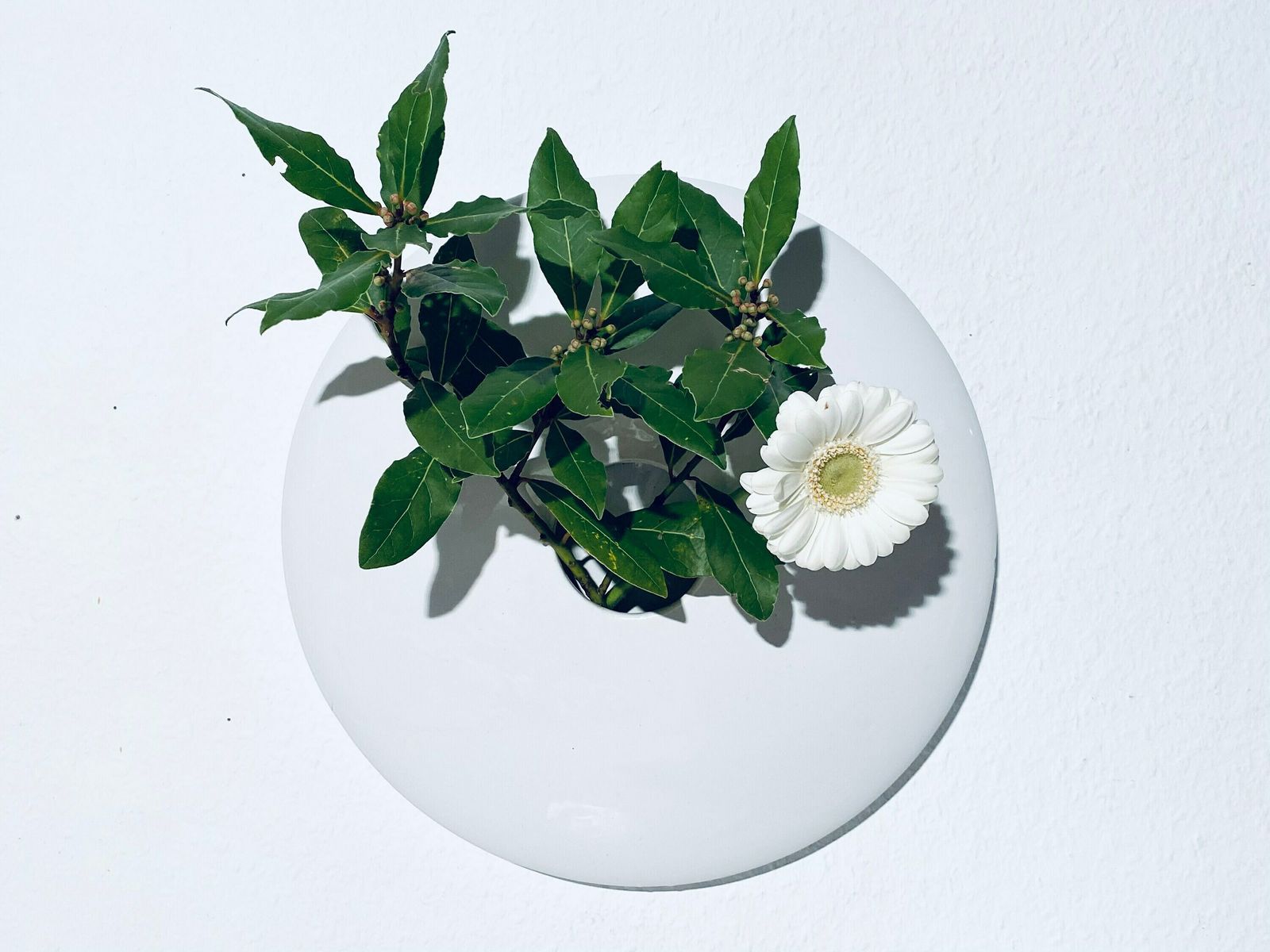 Extravagant Round Design White Ceramic Wall Vase / Vintage Elegant Decor photo vintage