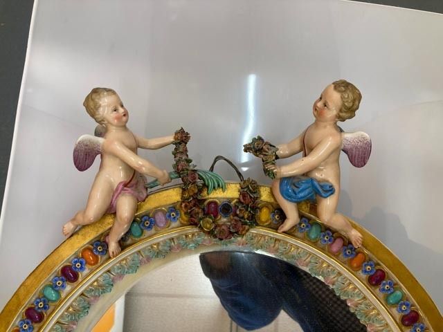 Antique Meissen Circa 1800's Wall Mirror In Original Condition! Very Rare!! photo 995.0