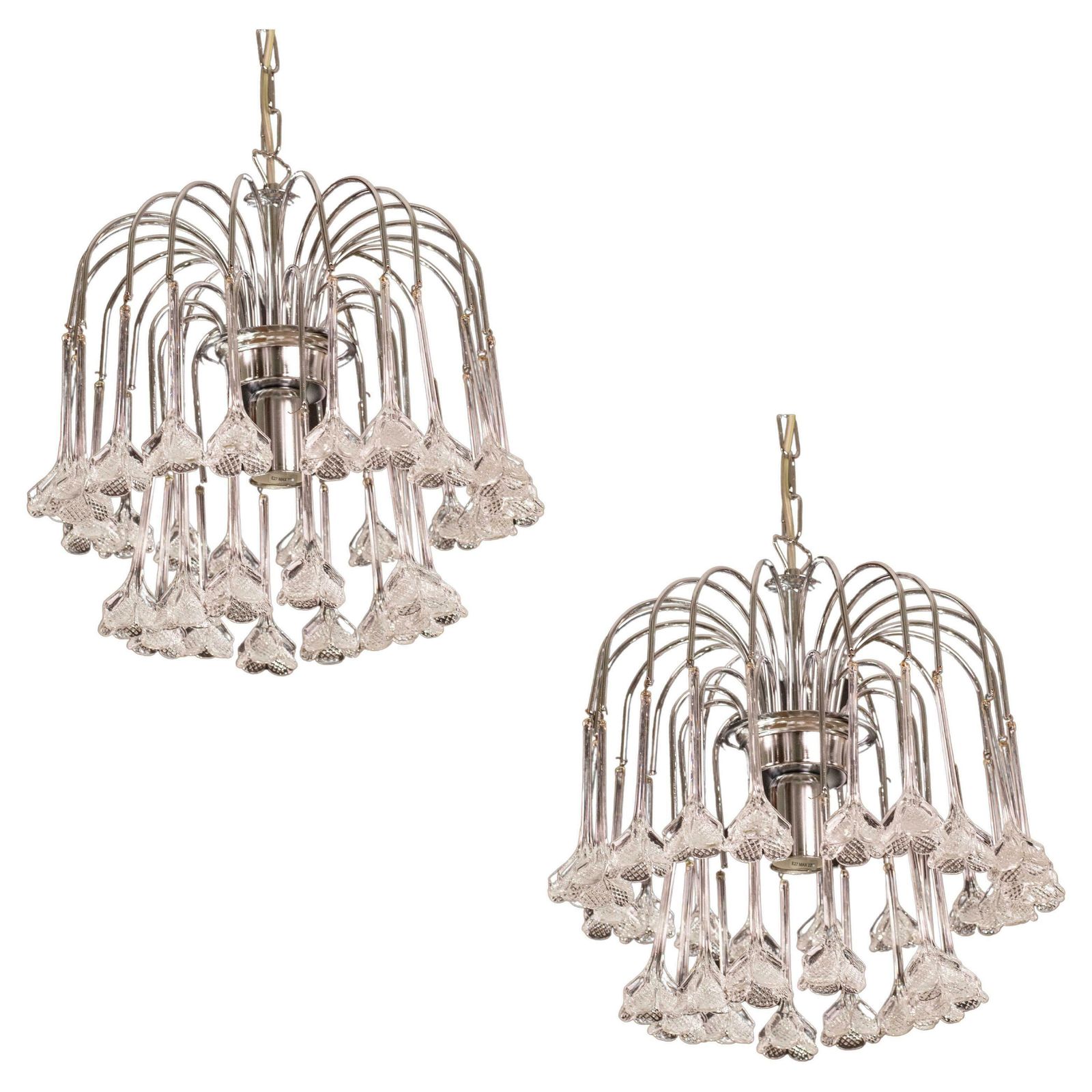 Set Of 2 Julia Roberts, Vintage White Murano Chandelier, 1980s