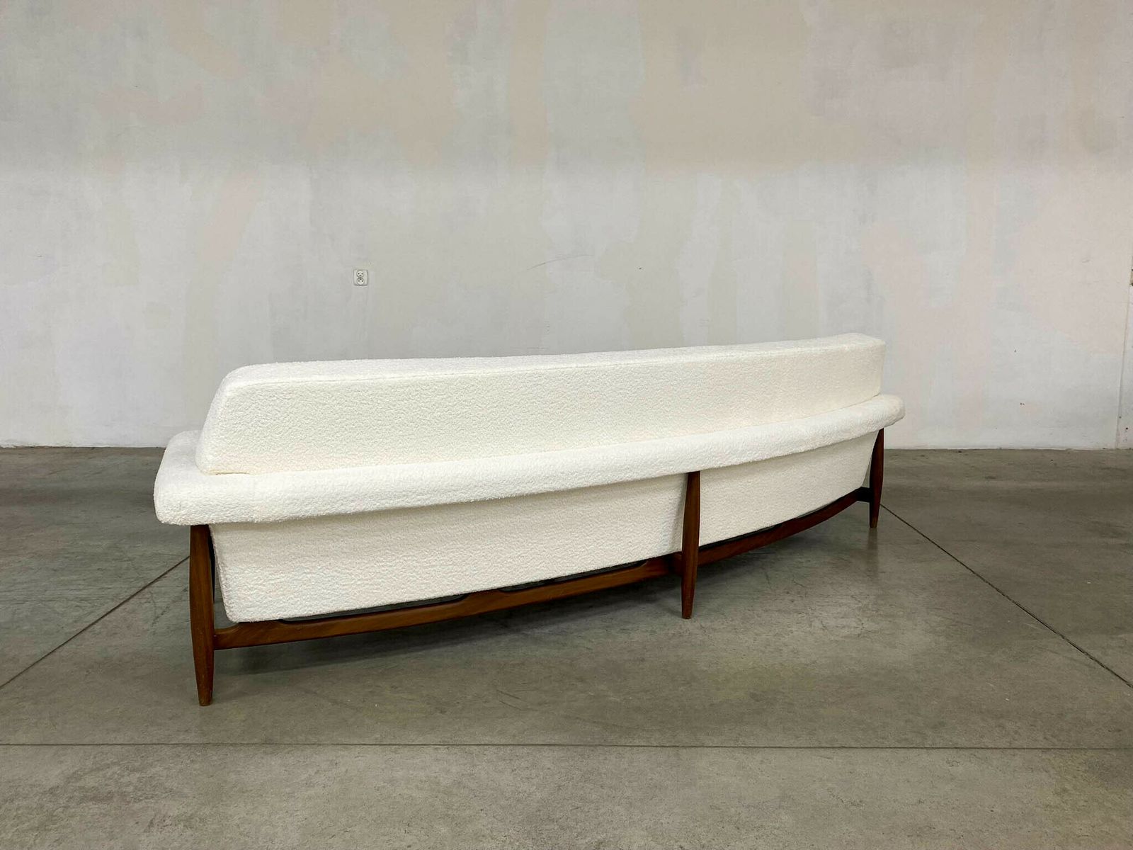 Tv Sofa In Teak White Bouclette By Johannes Andersen For Trensum, 1958 photo Furniture