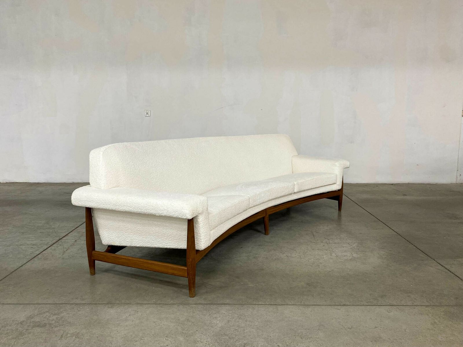 Tv Sofa In Teak White Bouclette By Johannes Andersen For Trensum, 1958 photo 7500.0
