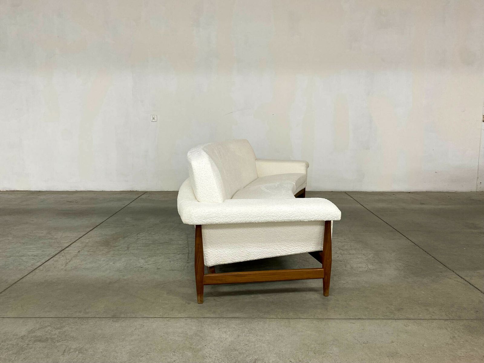Tv Sofa In Teak White Bouclette By Johannes Andersen For Trensum, 1958 photo buy