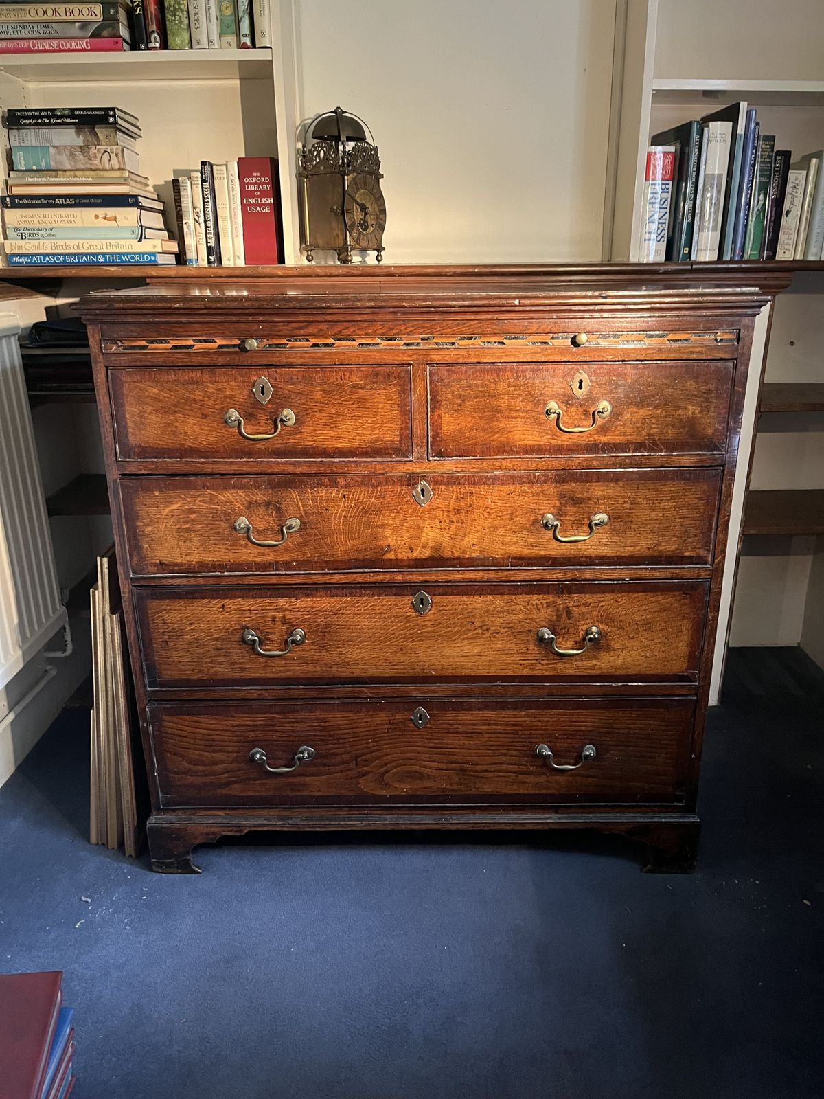 George III Oak Chest Of Drawers With Brushing Slide