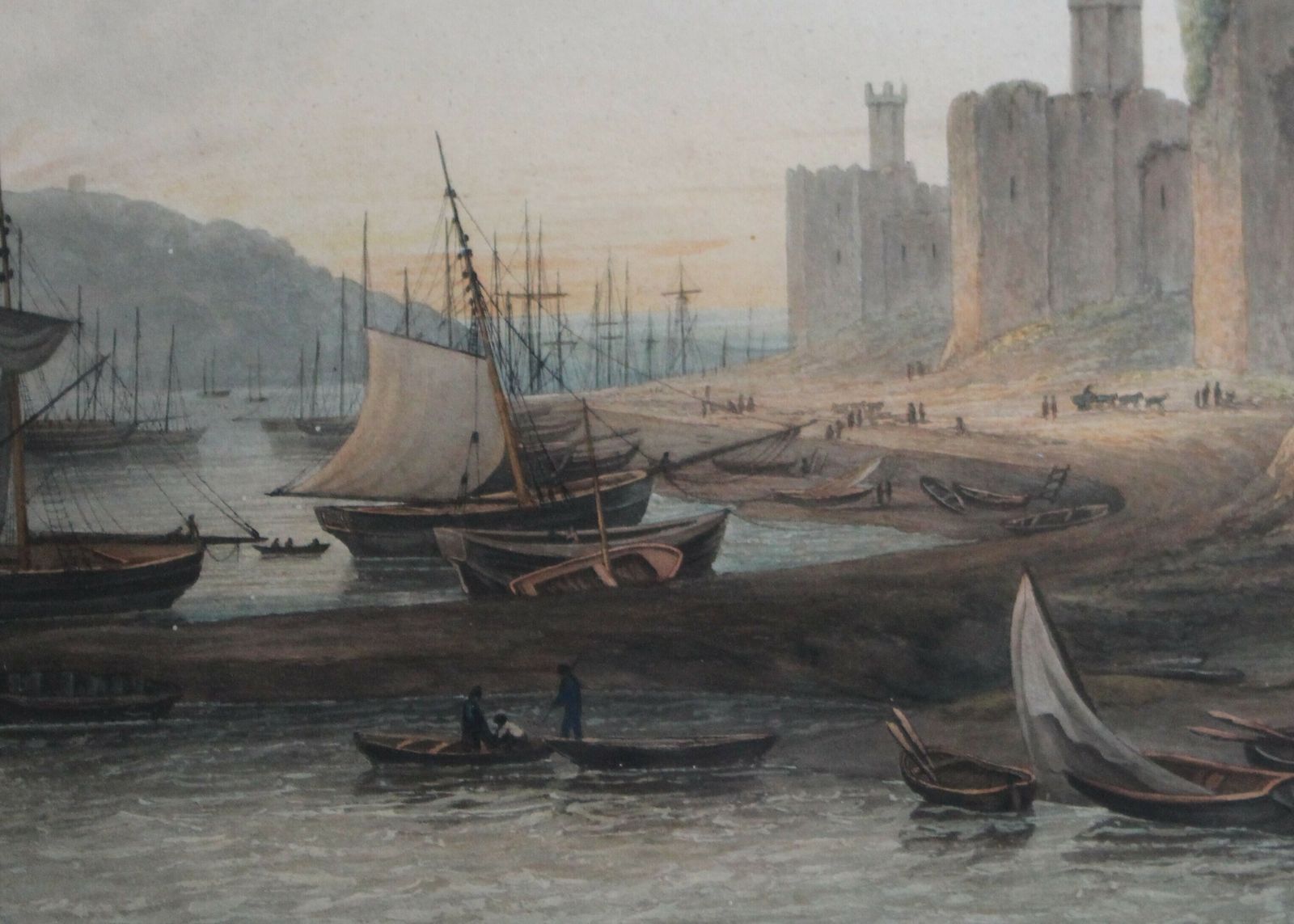 An Early 19th Century Aquatint Caernarvon Castle By John Glover ~ Samuel Middiman. photo for sale