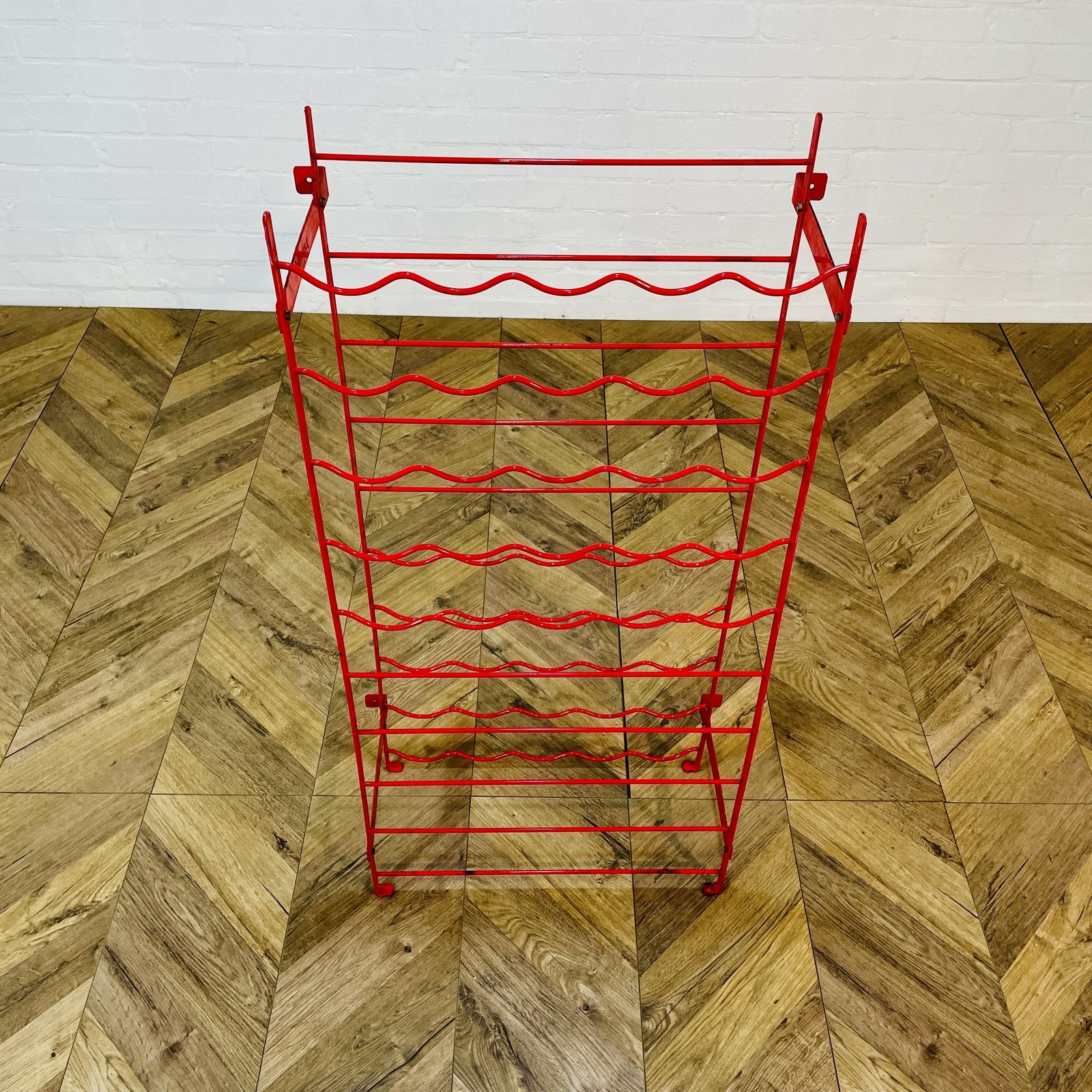 Vintage Red Metal, 50 Bottle Wine Rack By Herby, 1980s photo for sale