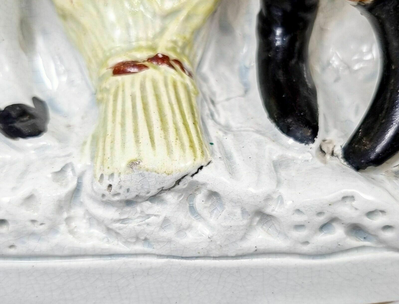 photo vintage Large Victorian Staffordshire Pearlware Figure; Albanian Farmer And Wife Harvest