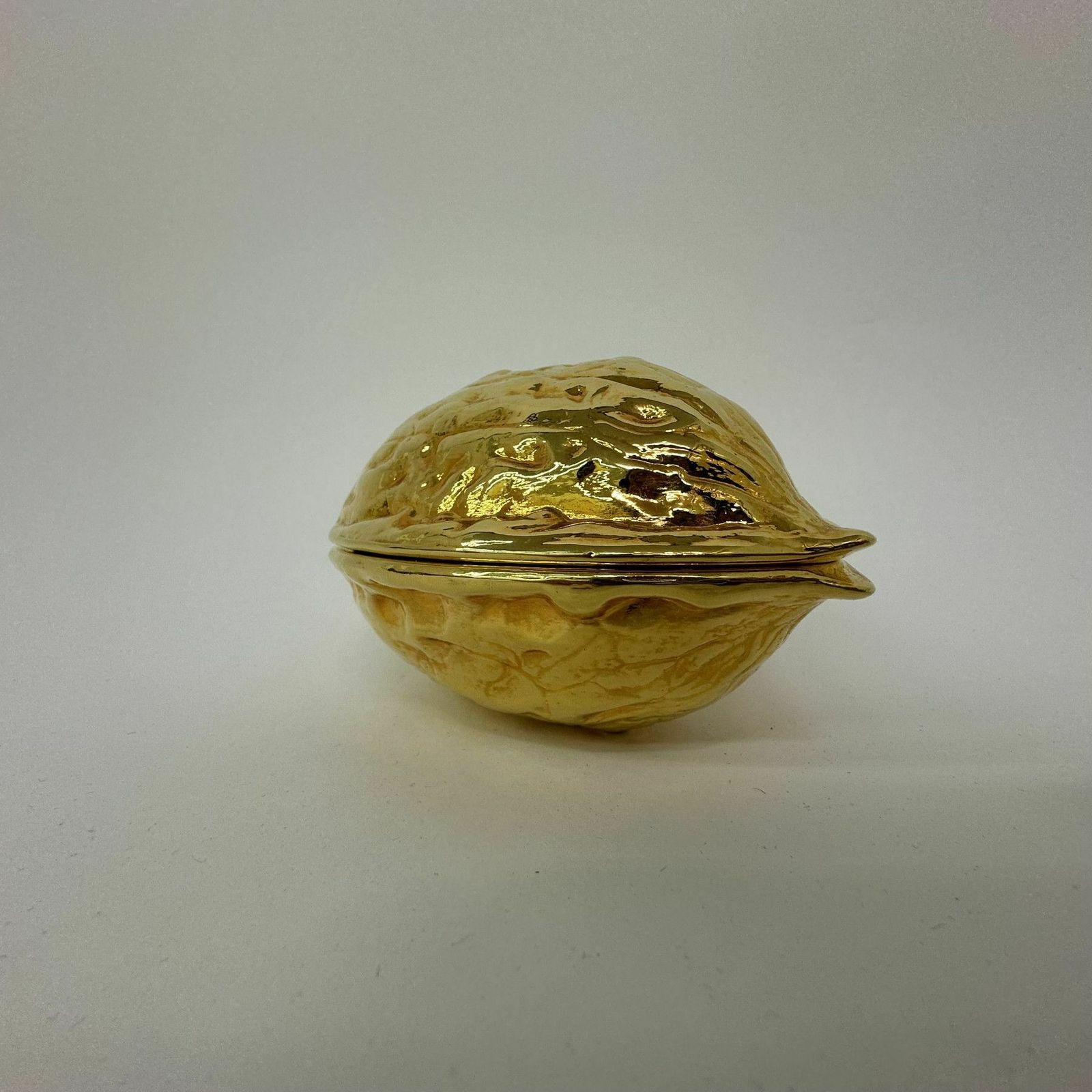 Vintage Gold Walnut Shaped Nut Cracker , 1970’s photo 186.0