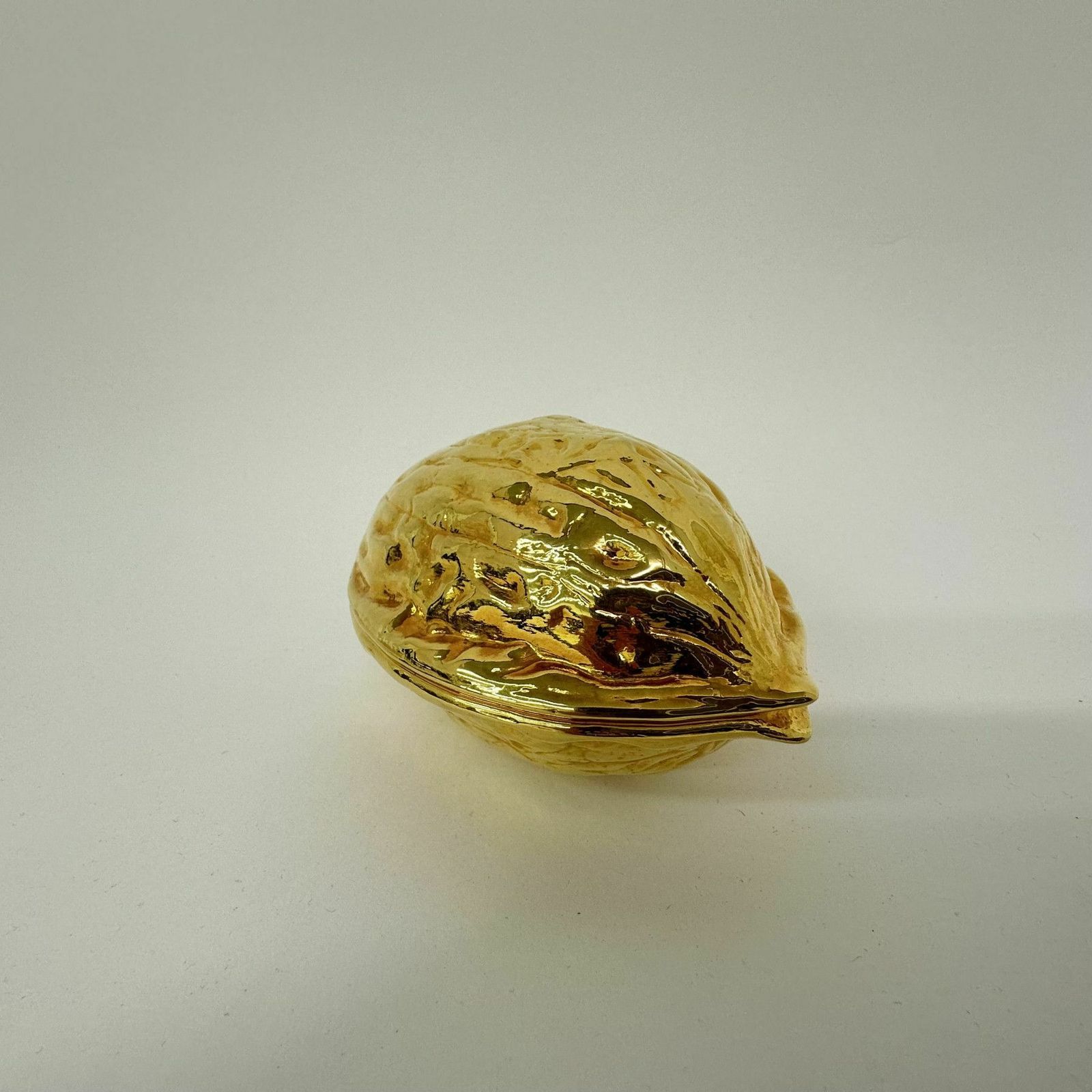 Home Decor Vintage Gold Walnut Shaped Nut Cracker , 1970’s photo