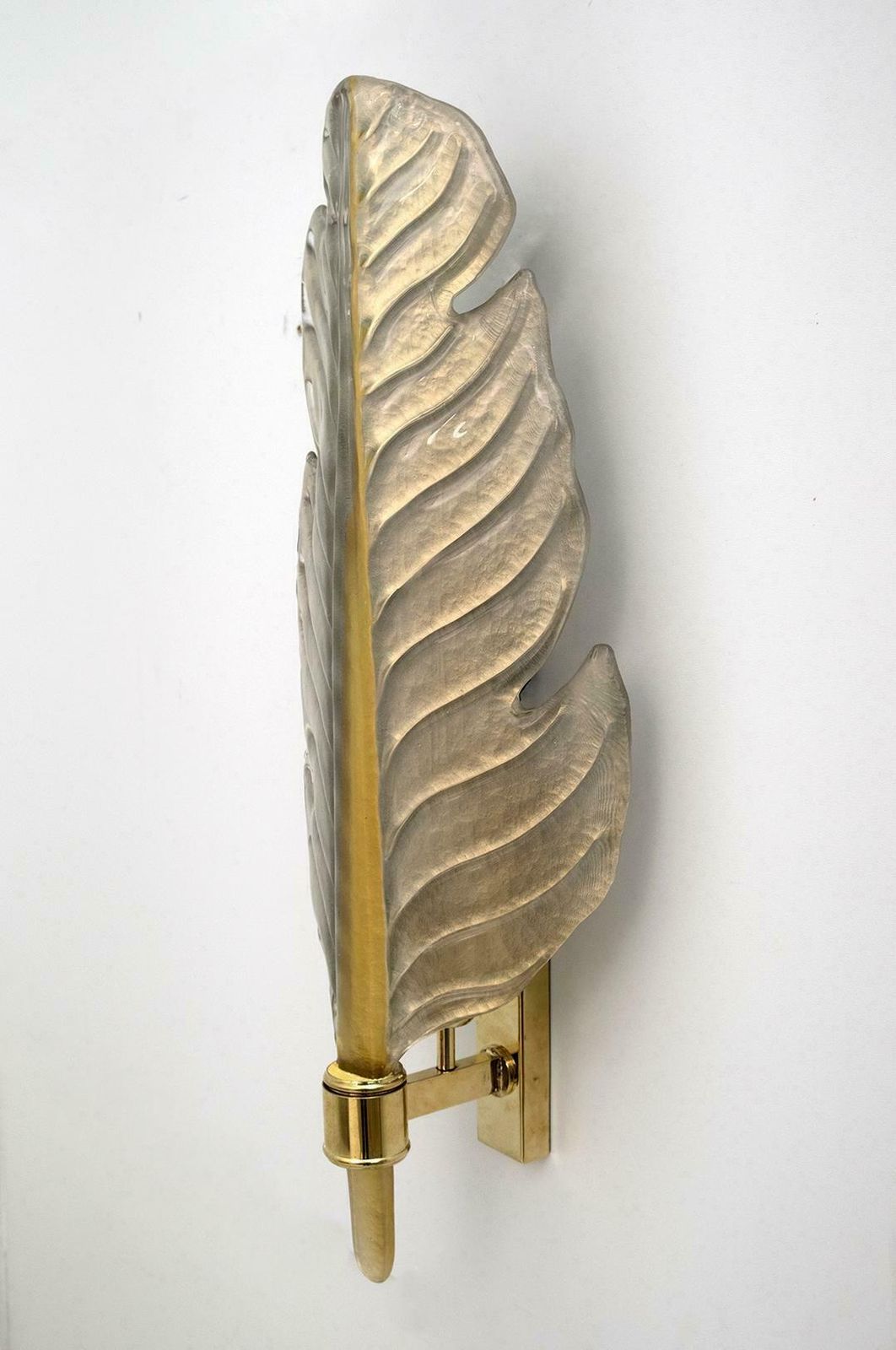 Pair Of Barovier & Toso Mid Century Modern Murano Glass Gold Leaf Sconces photo vintage