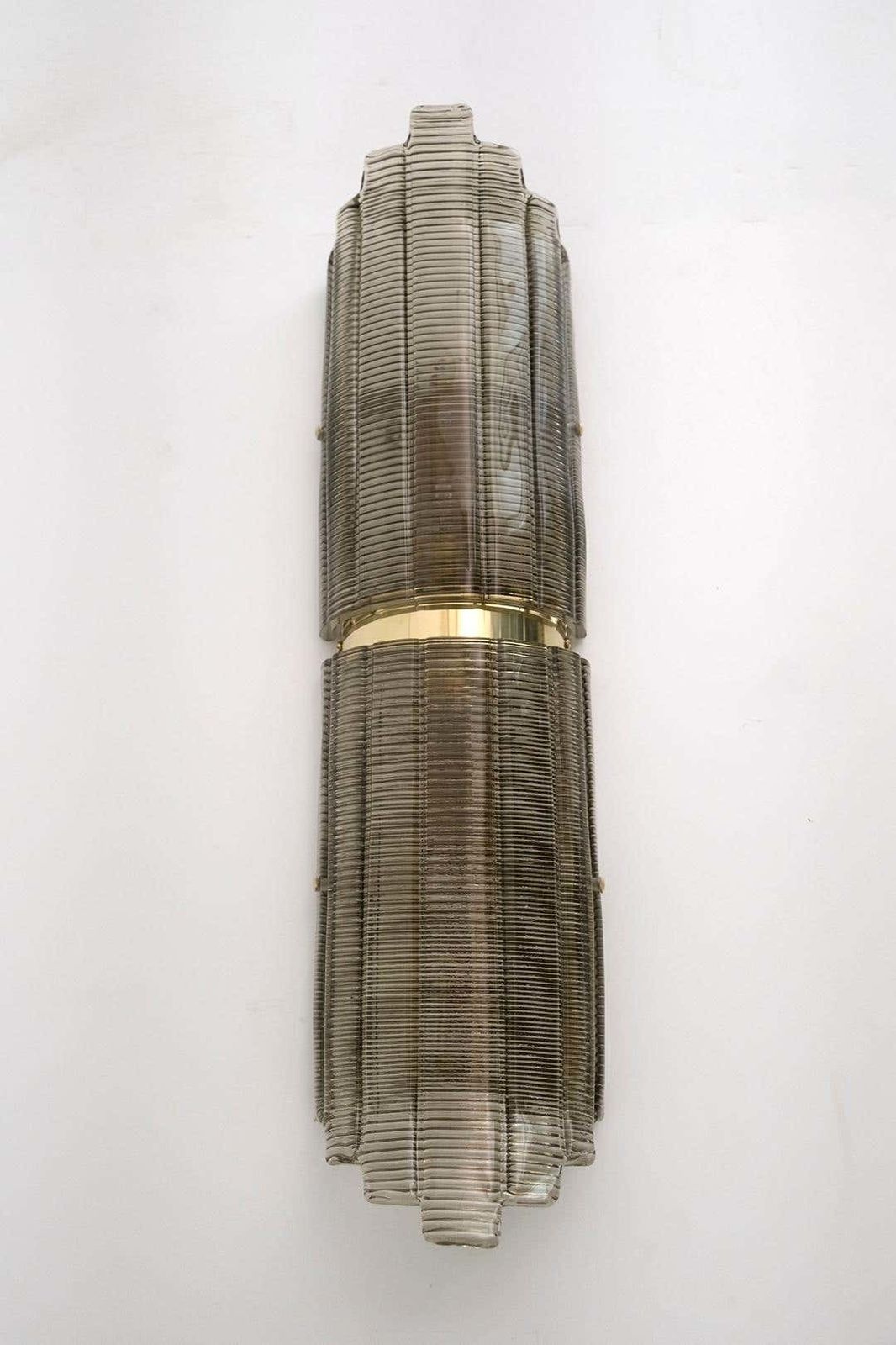 Pair Of Modern Italian Brass And Murano Glass Textured Wall Sconce photo buy