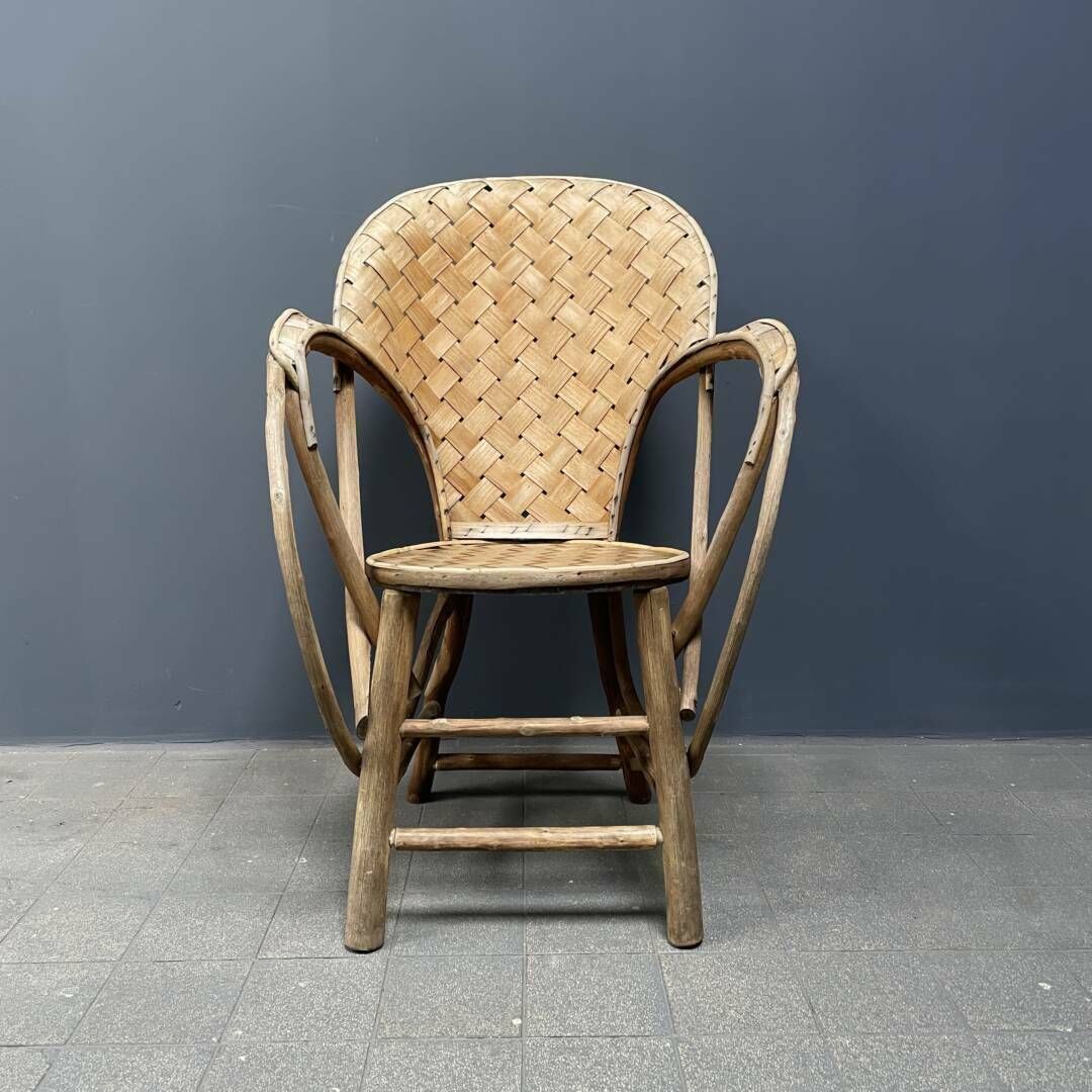 Braided Folk Art Wooden Chair photo furniture