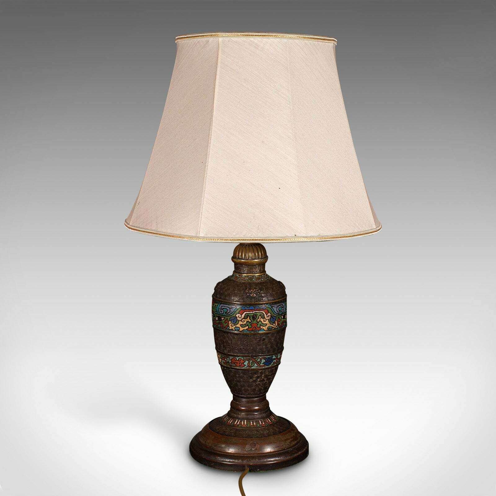 Antique Cloisonne Lamp, Japanese, Bronze, Table Light, Victorian, Meiji, C.1850 photo 895.0